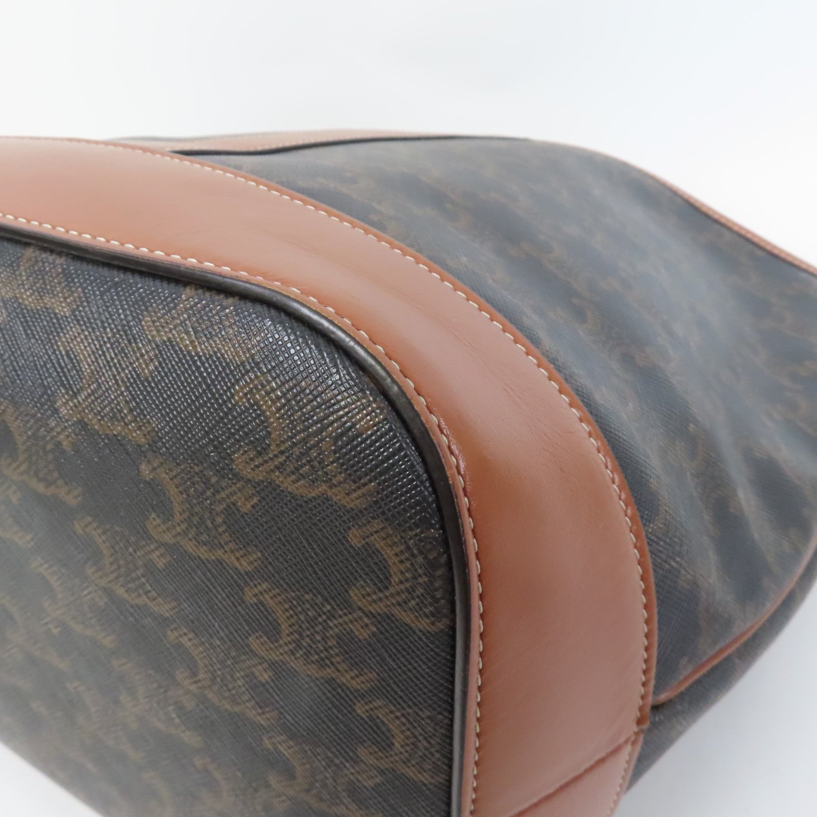 CELINE 塗層帆布帆布Bucket Bag金扣肩背袋啡色
