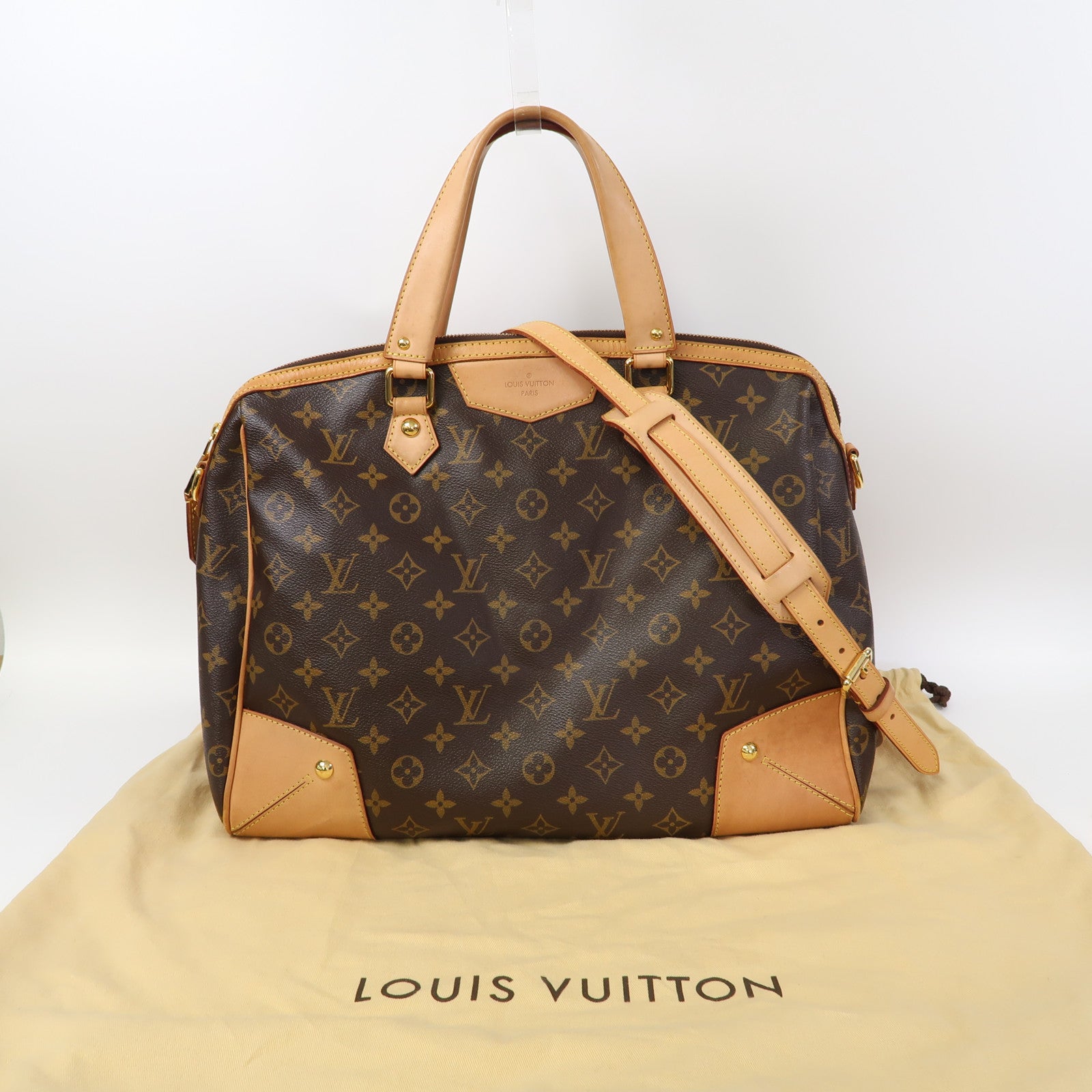 LOUIS VUITTON Monogram Retiro GM金扣手挽肩背兩用袋啡色