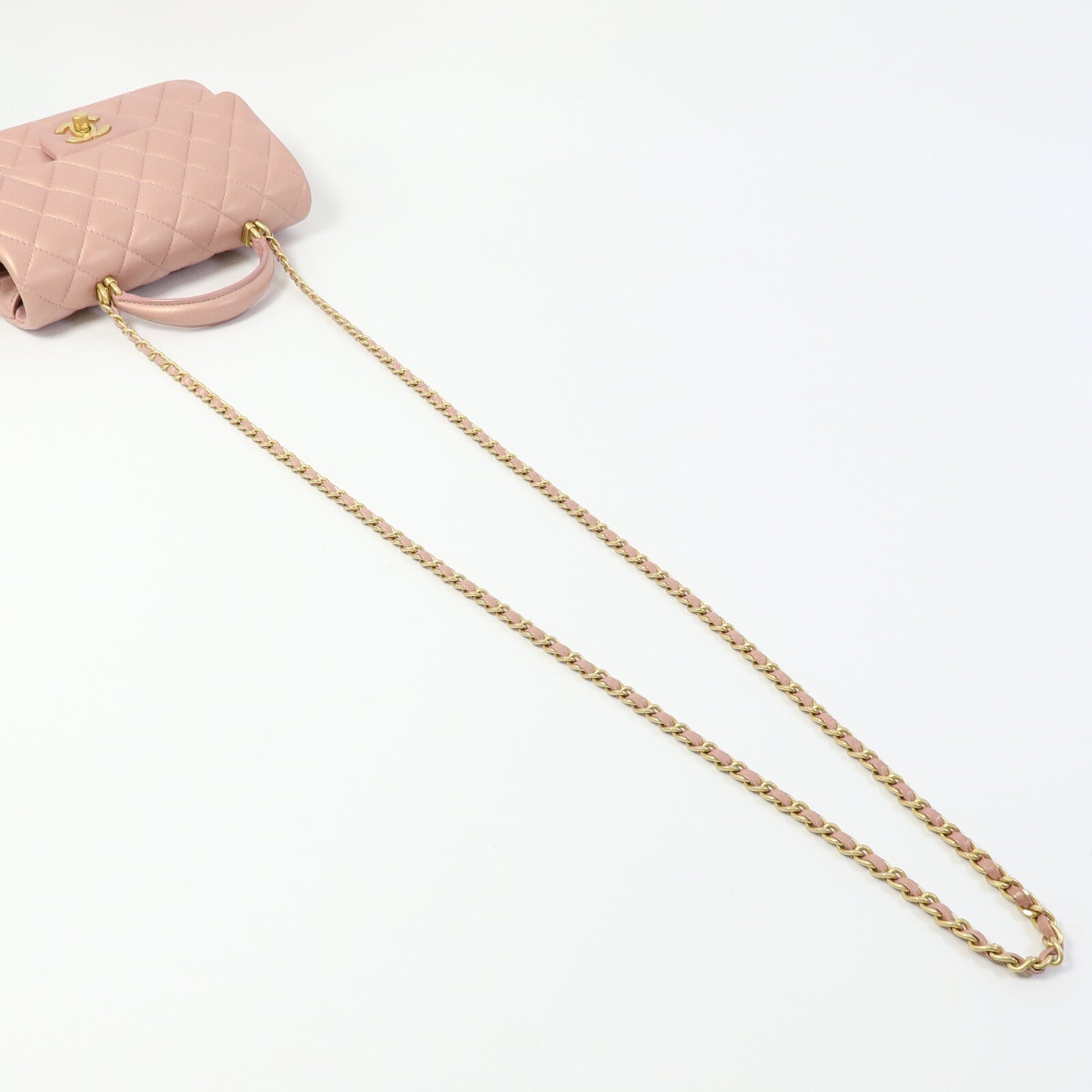 CHANEL 羊皮皮革Mini Flap Bag With Top Handle鏈帶肩背袋
