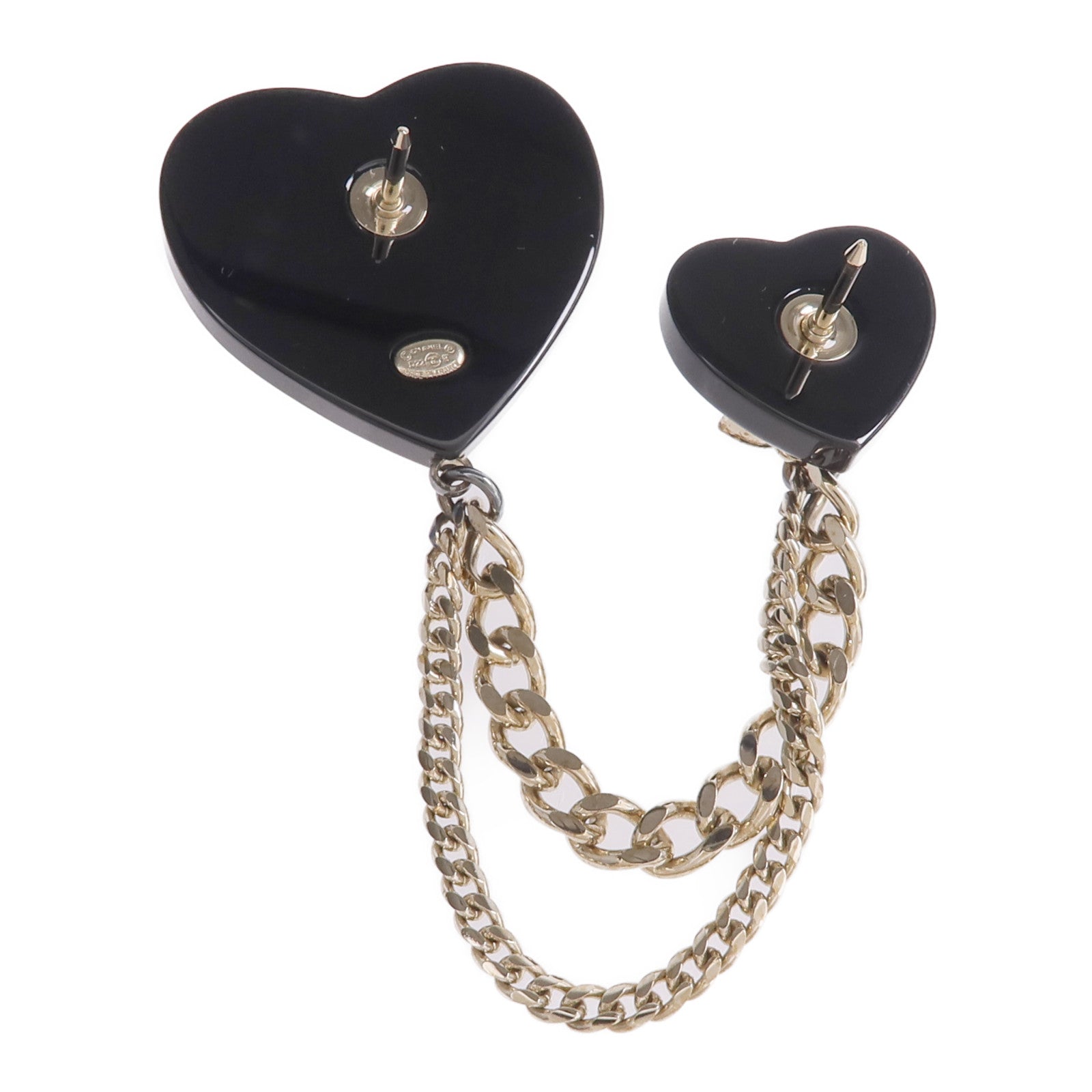 CHANEL 金屬/樹脂Black Heart CC Chain Brooch胸針
