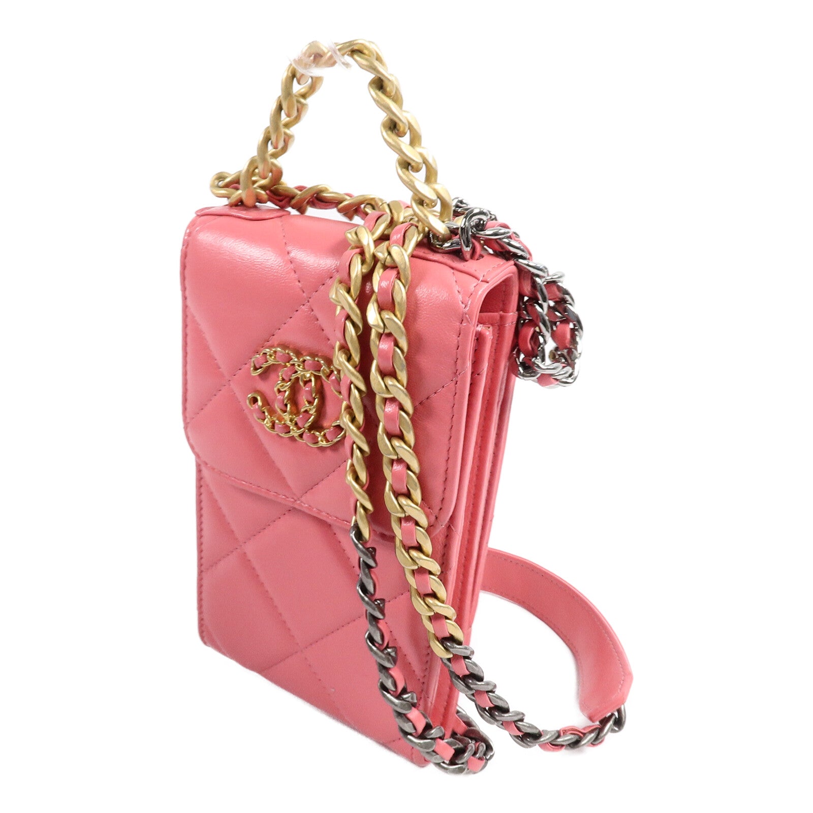 CHANEL 羊皮皮革C19 Phone Holder手挽肩背兩用袋