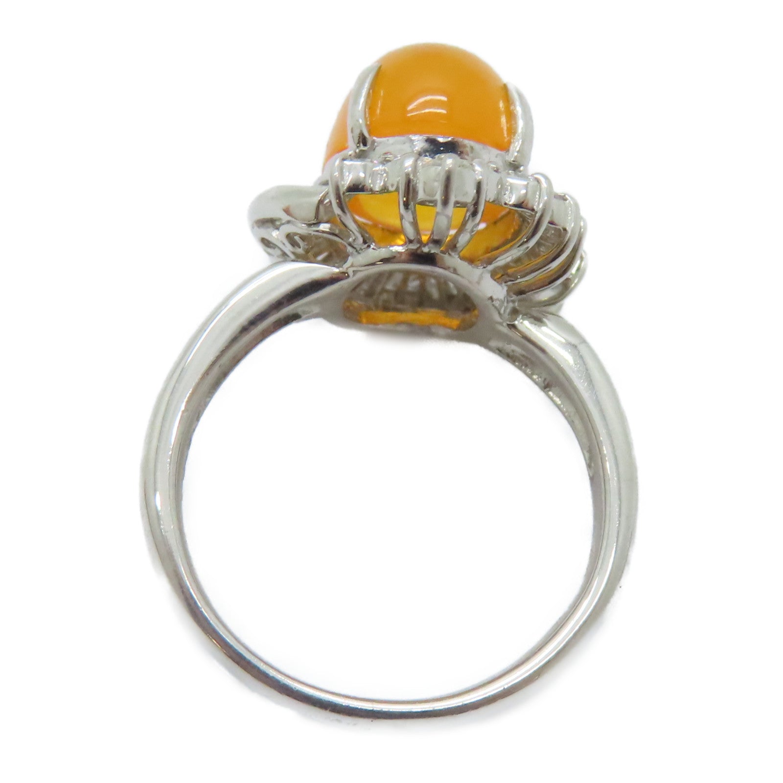 JEWELRY PT900鉑金Opal Diamond Ring 3.438ct蛋白石/0.52ct鑚石戒指US#5.5
