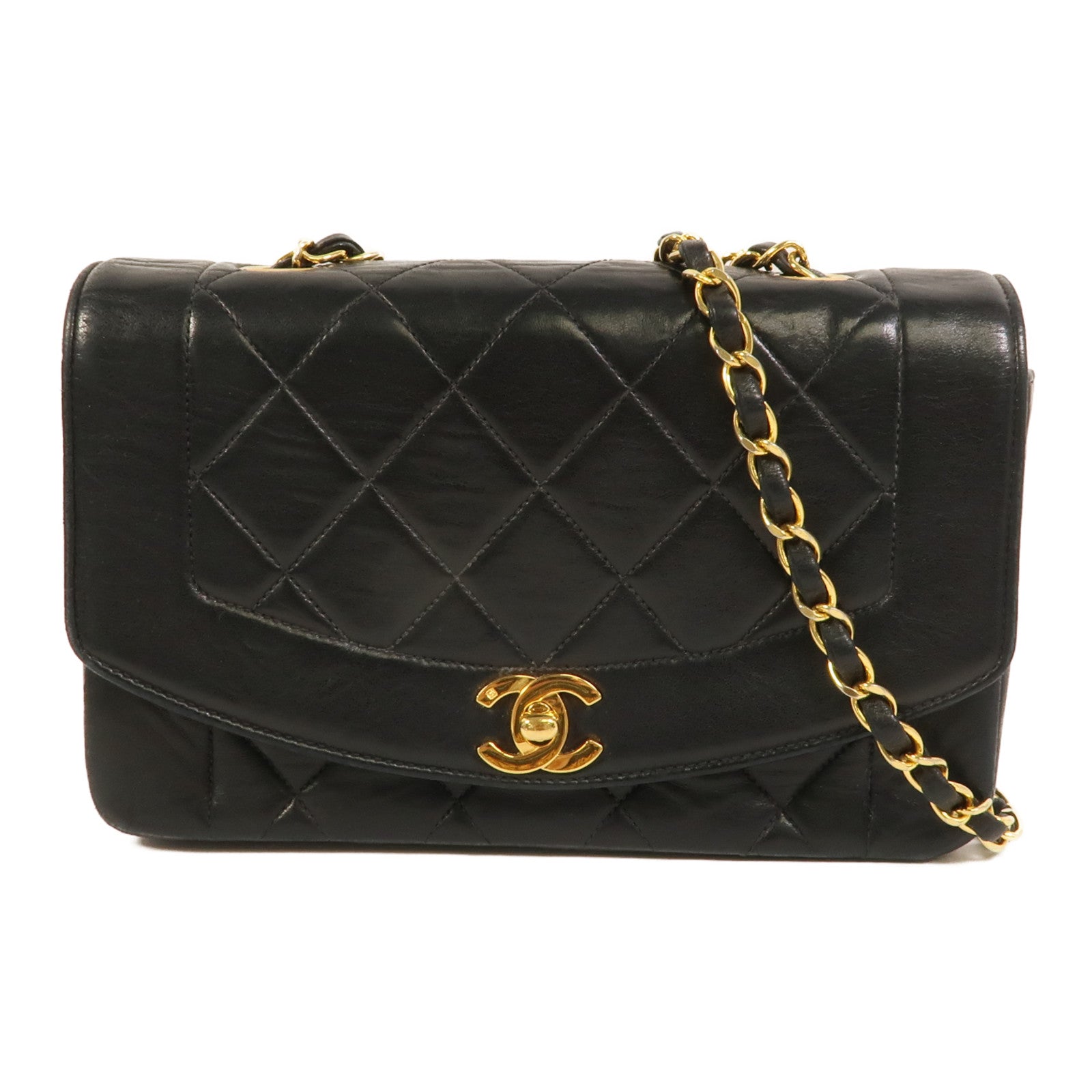 CHANEL 羊皮皮革Vintage Diana鏈帶肩背袋