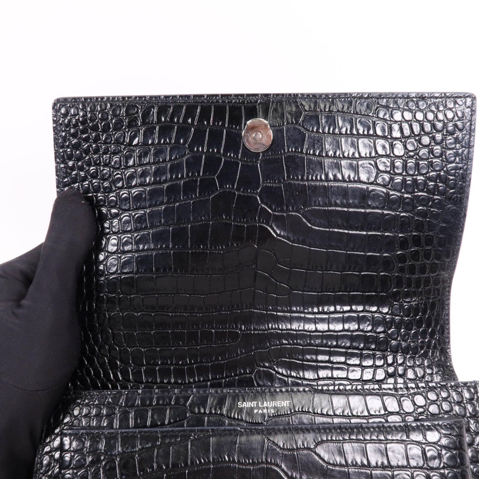 SAINT LAURENT 牛皮皮革Sunset Medium銀扣鏈帶肩背袋