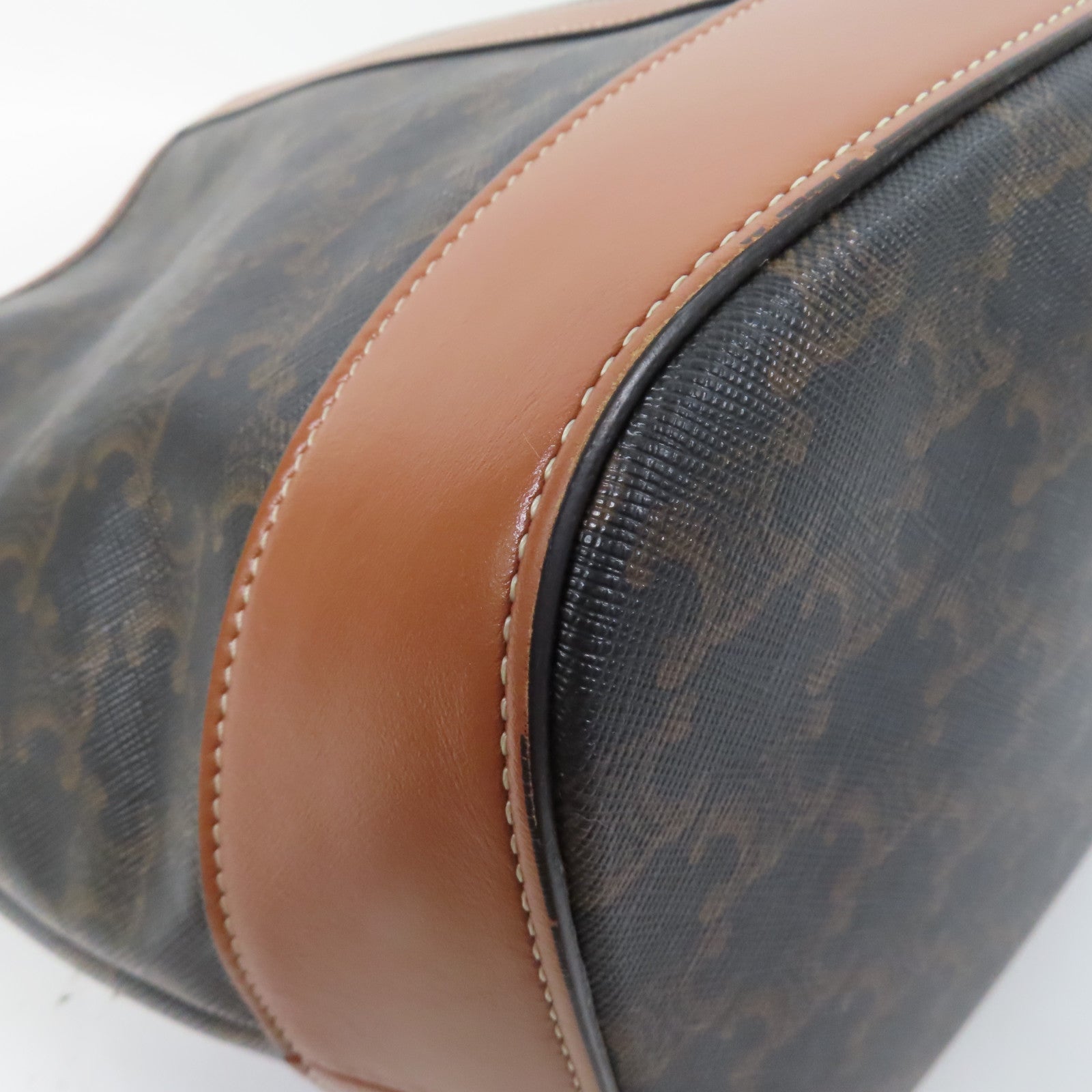 CELINE 塗層帆布帆布Bucket Bag金扣肩背袋啡色