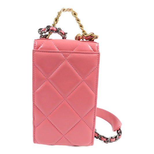 CHANEL 羊皮皮革C19 Phone Holder手挽肩背兩用袋