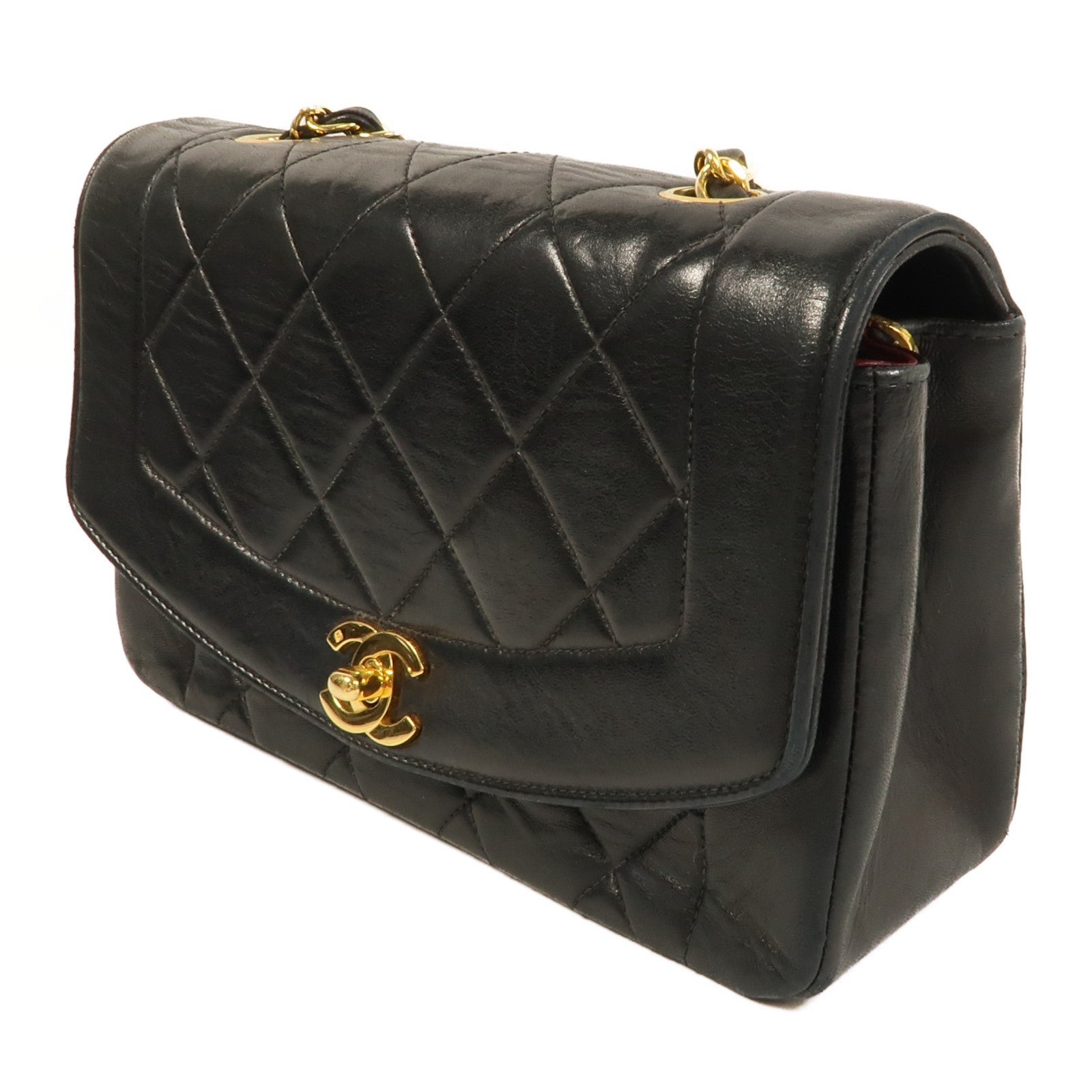 CHANEL 羊皮皮革Vintage Diana鏈帶肩背袋