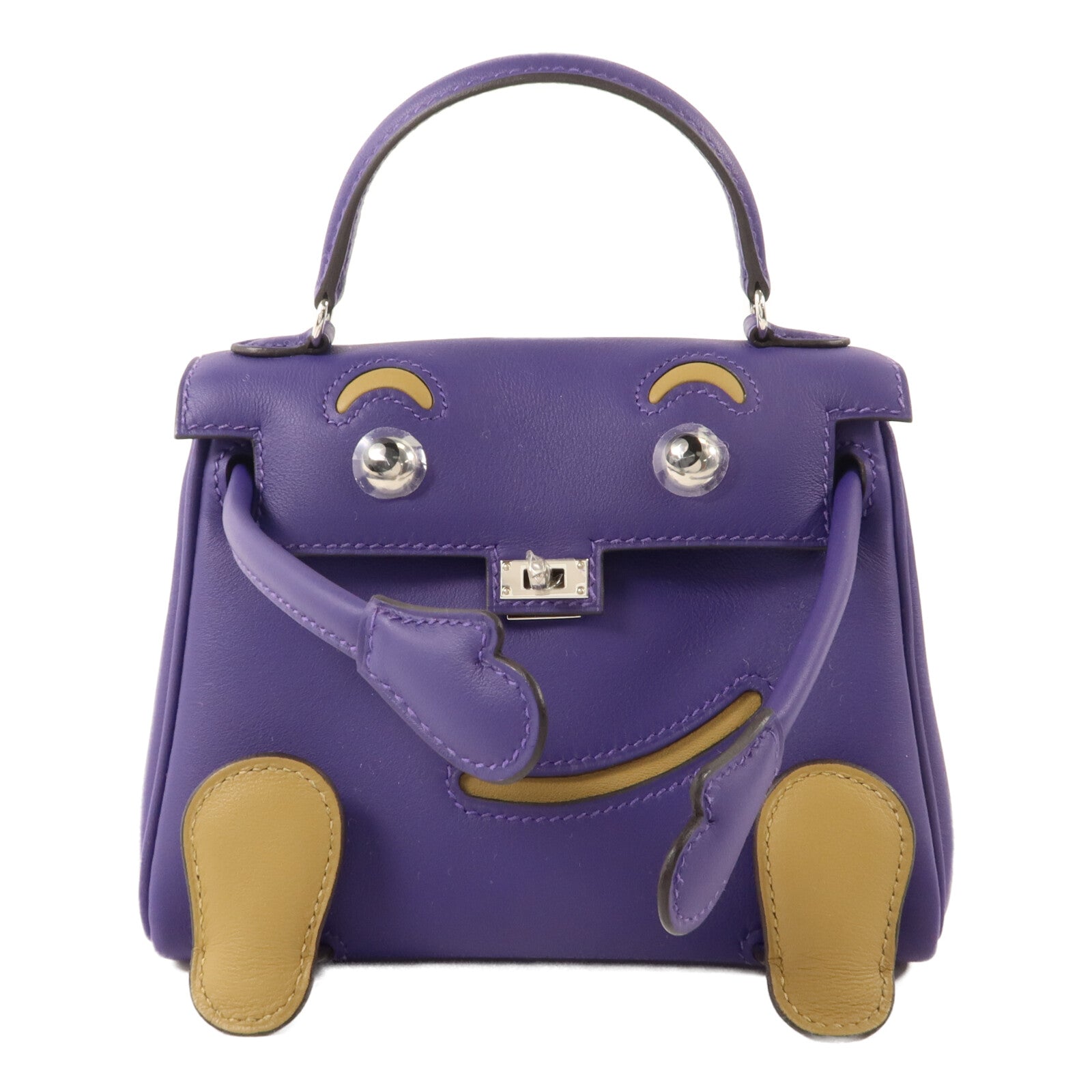 HERMES Swift皮革Kelly Doll手挽袋Purple/Dune