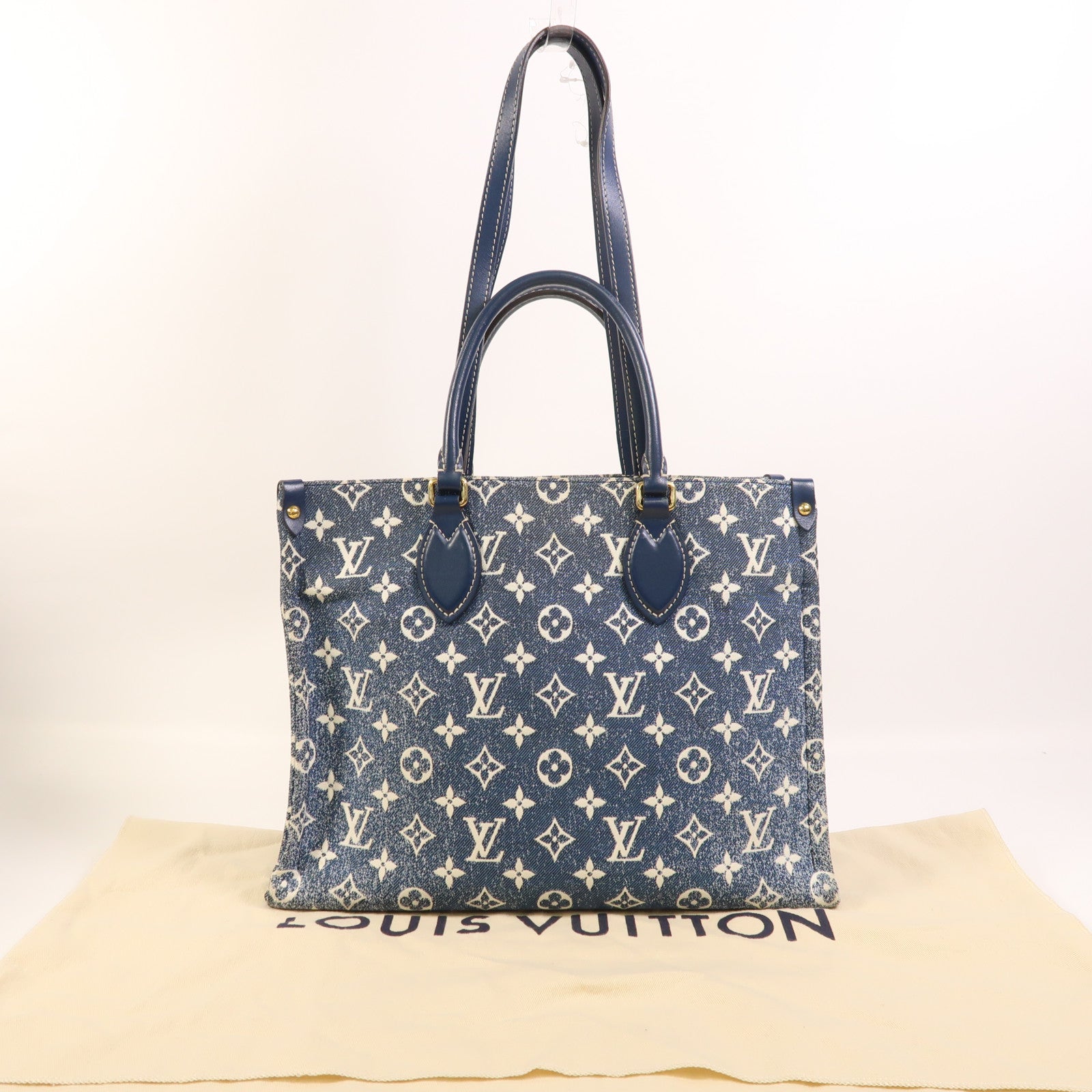 LOUIS VUITTON Monogram Denim On The Go MM金扣手挽肩背兩用袋