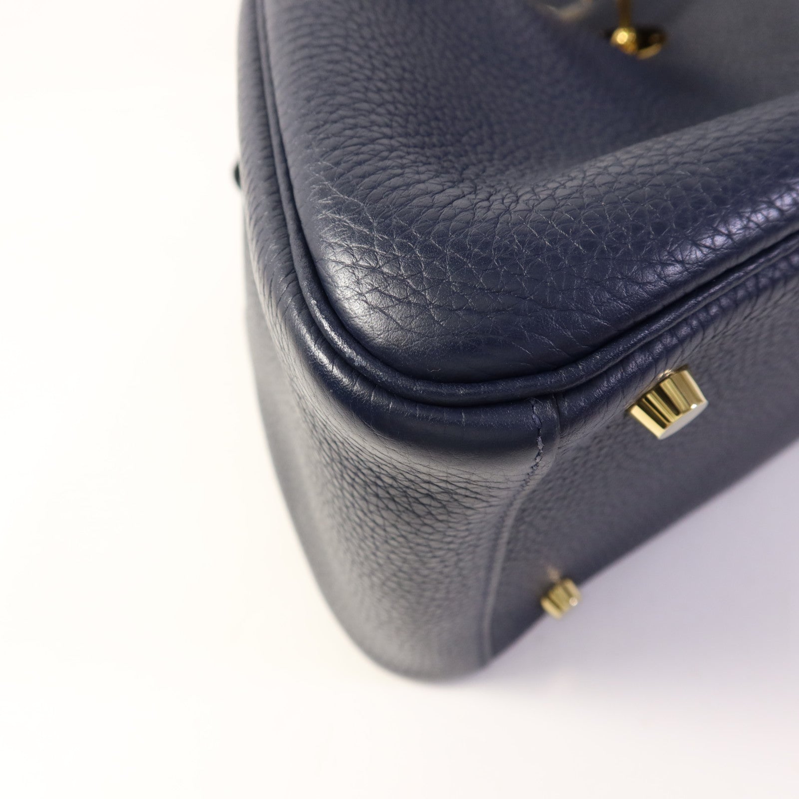 HERMES Clemence皮革Lindy 30金扣手挽肩背兩用袋Bleu Nuit