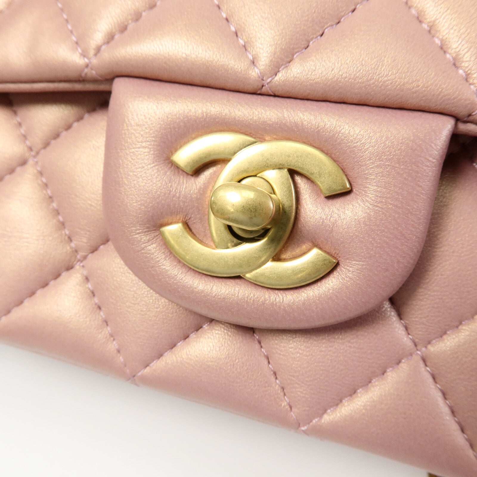 CHANEL 羊皮皮革Mini Flap Bag With Top Handle鏈帶肩背袋