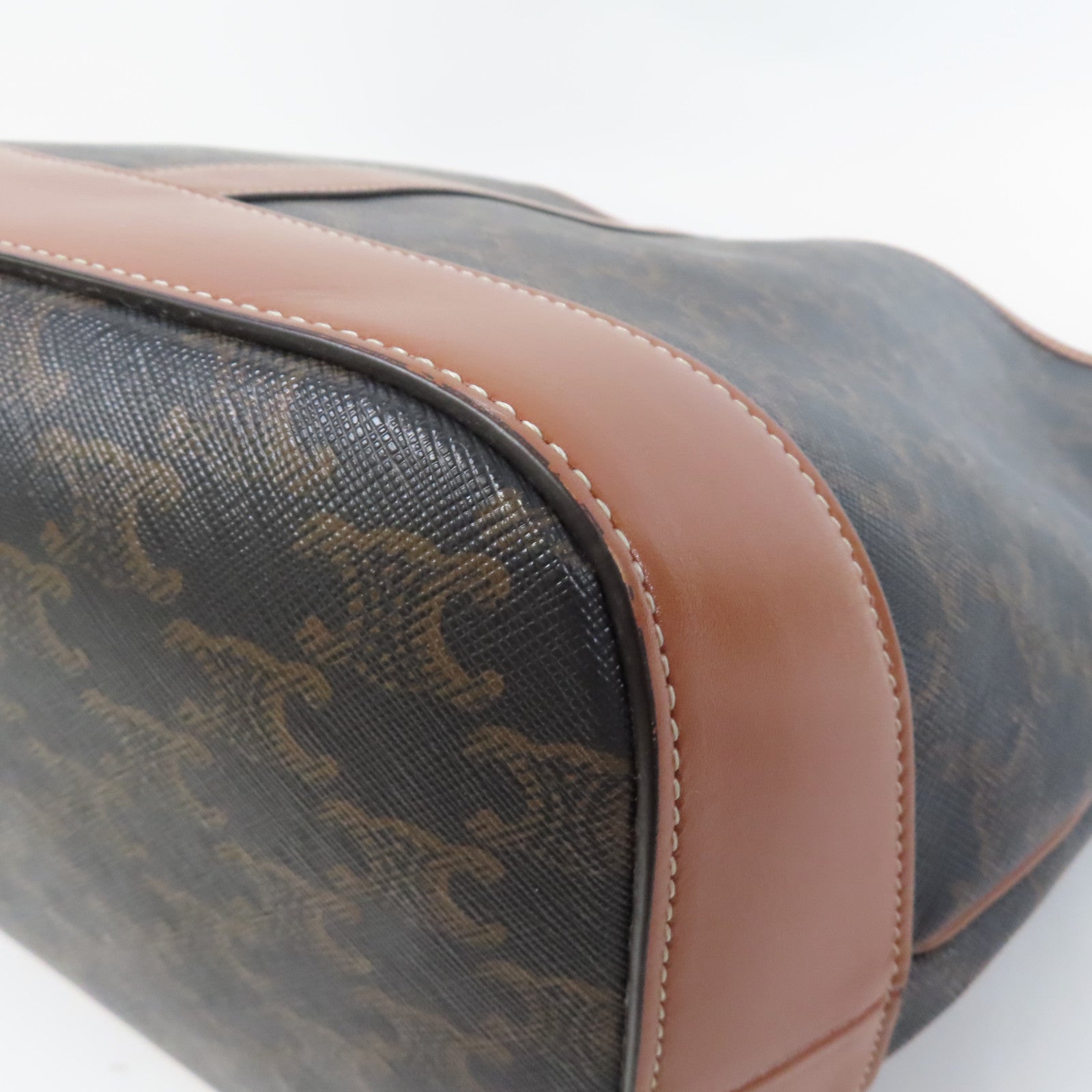 CELINE 塗層帆布帆布Bucket Bag金扣肩背袋啡色
