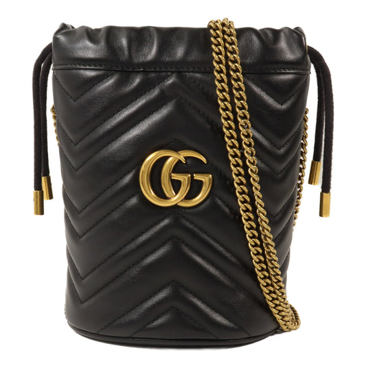 GUCCI 牛皮皮革GG Marmont Mini Bucket鏈帶肩背袋