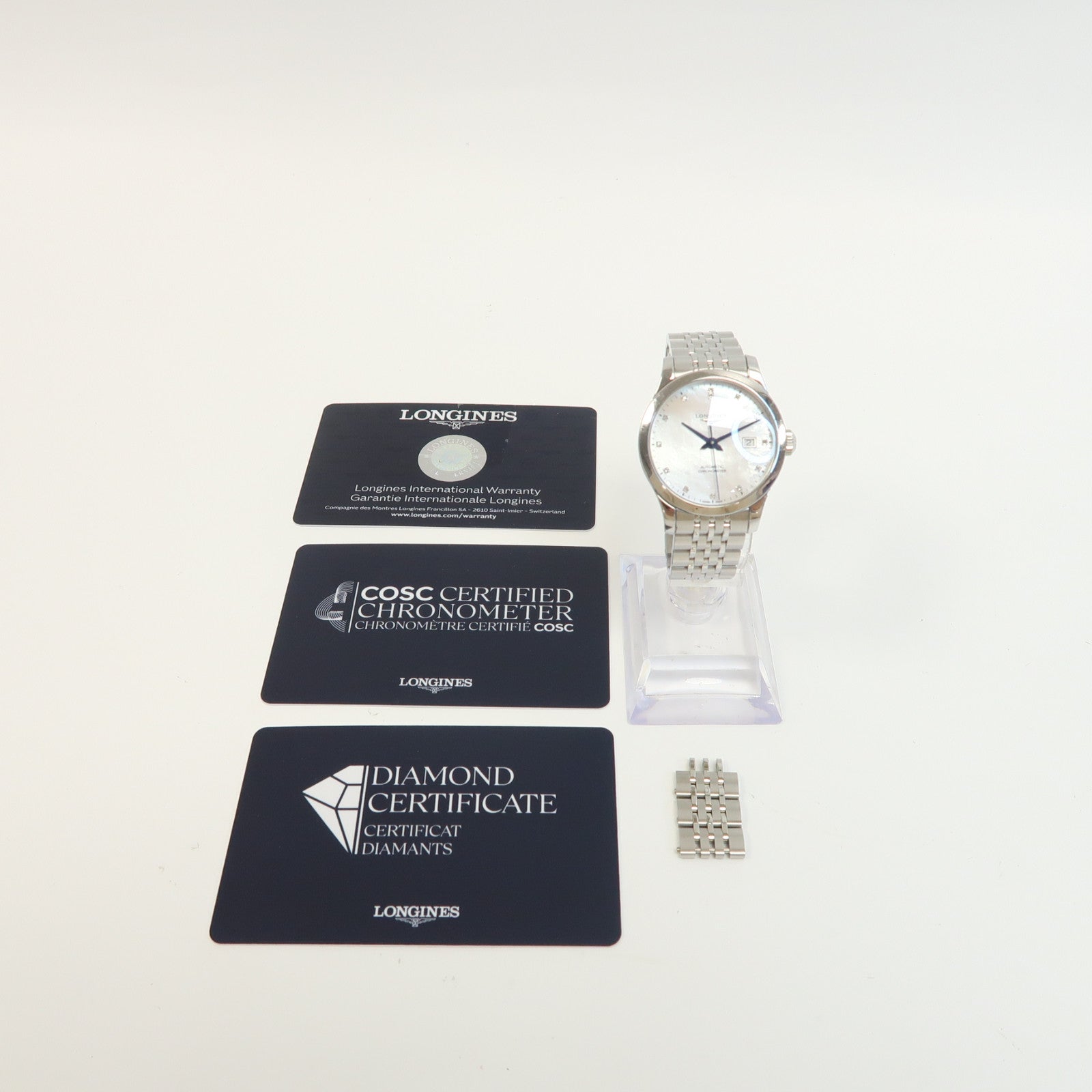 LONGINES Record 30mm不鏽鋼手錶自動機芯白色