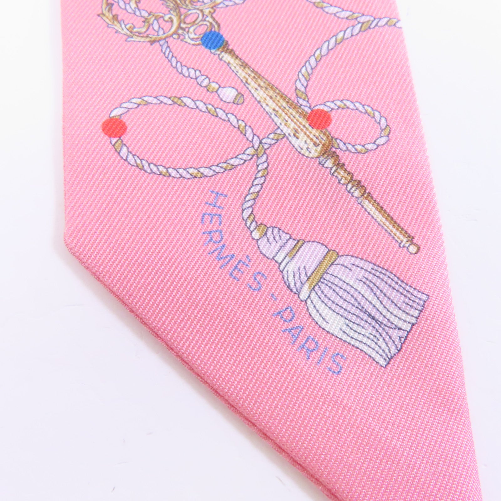 HERMES 絲質Twilly絲巾粉紅色