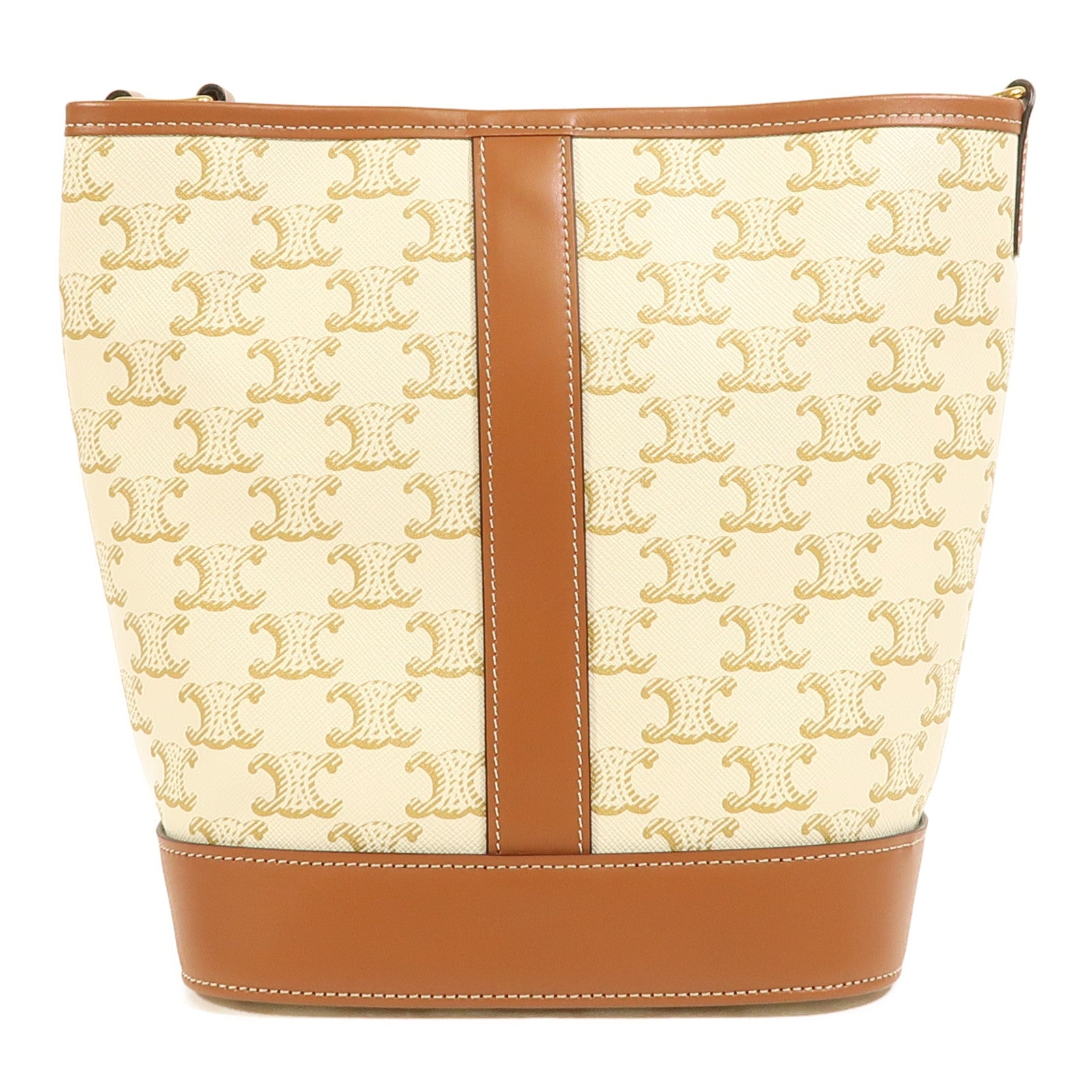 CELINE 塗層帆布Triomphe Bucket金扣肩背袋