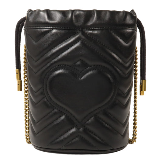 GUCCI 牛皮皮革GG Marmont Mini Bucket鏈帶肩背袋