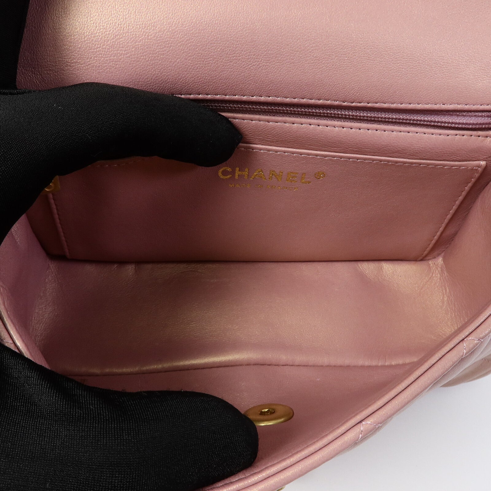 CHANEL 羊皮皮革Mini Flap Bag With Top Handle鏈帶肩背袋