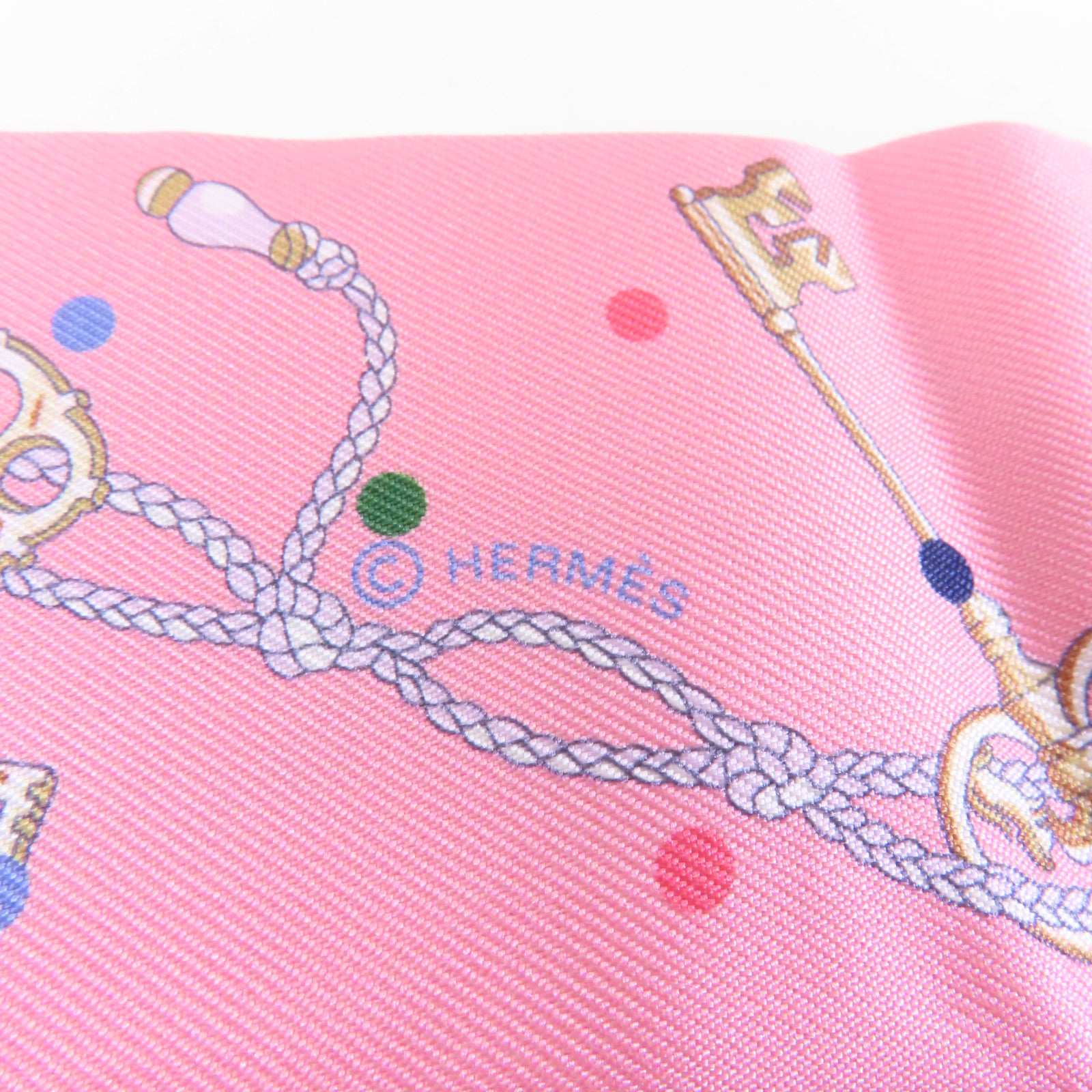 HERMES 絲質Twilly絲巾粉紅色