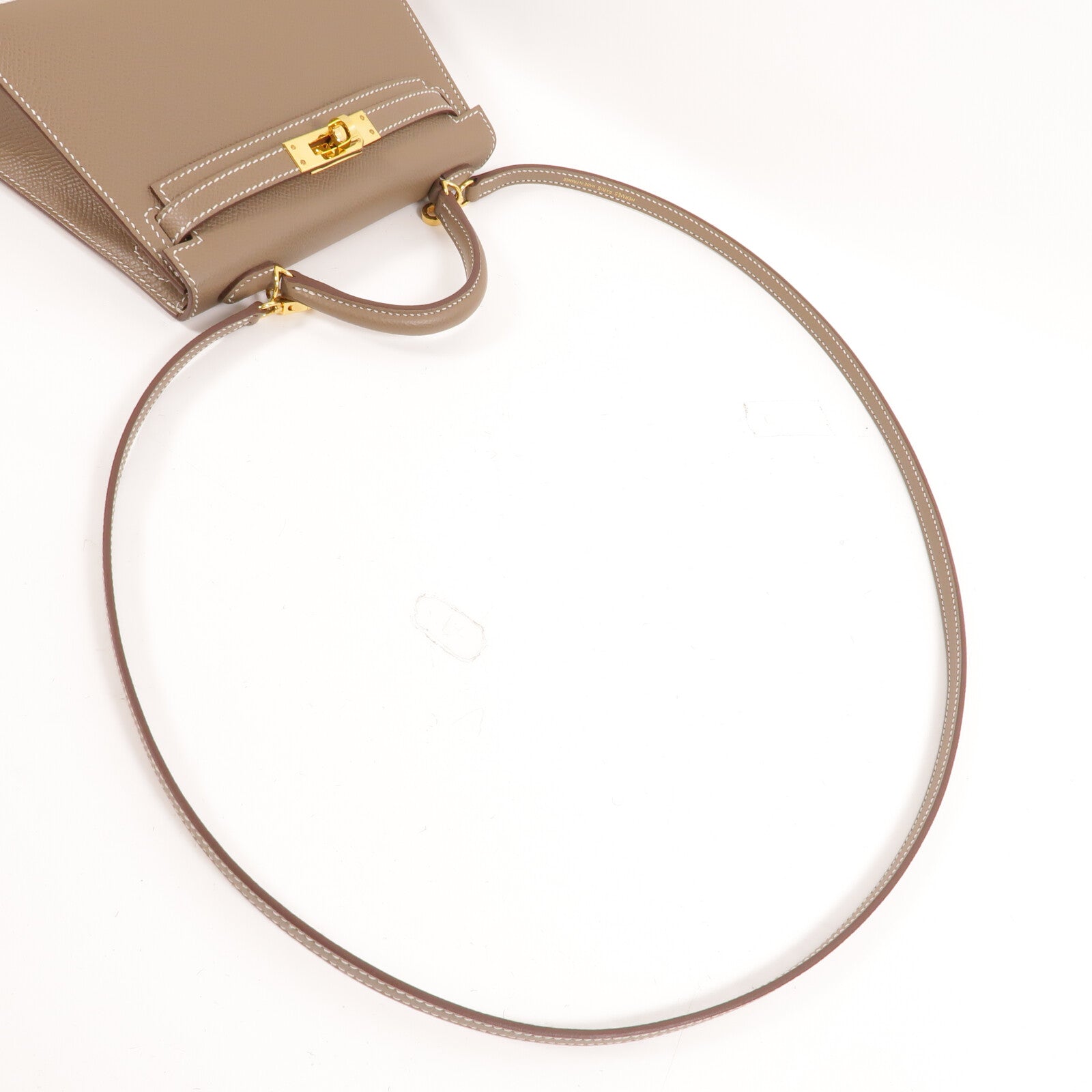 HERMES Epsom皮革Mini Kelly手挽肩背兩用袋Etoupe