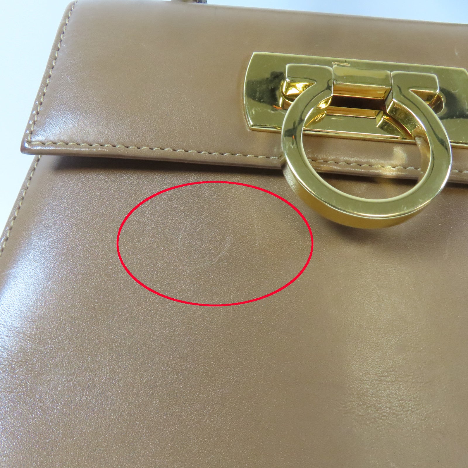Salvatore Ferragamo 牛皮皮革2 Way Shoulder Bag金扣手挽肩背兩用袋啡色