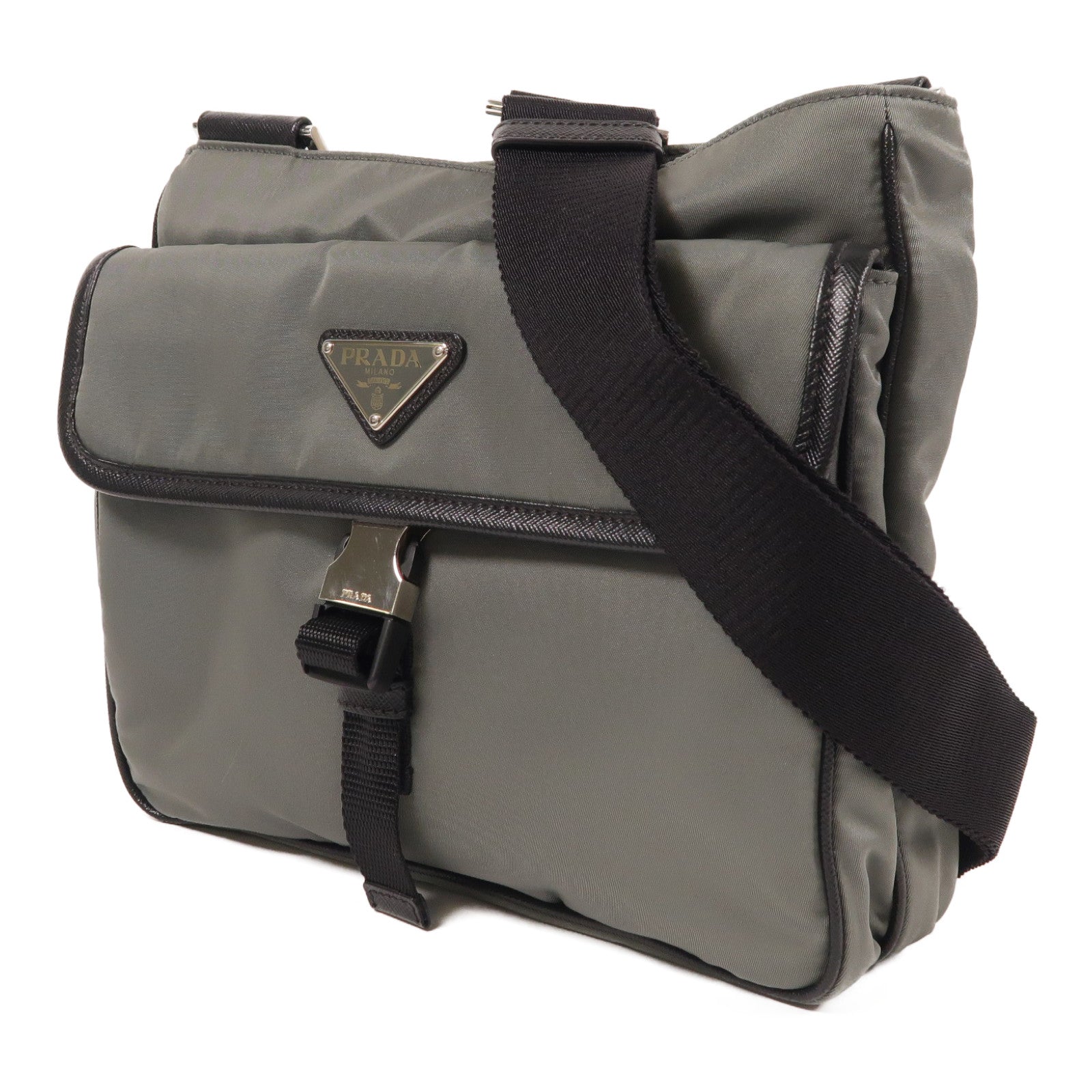 PRADA 尼龍Shoulder Bag銀扣肩背袋
