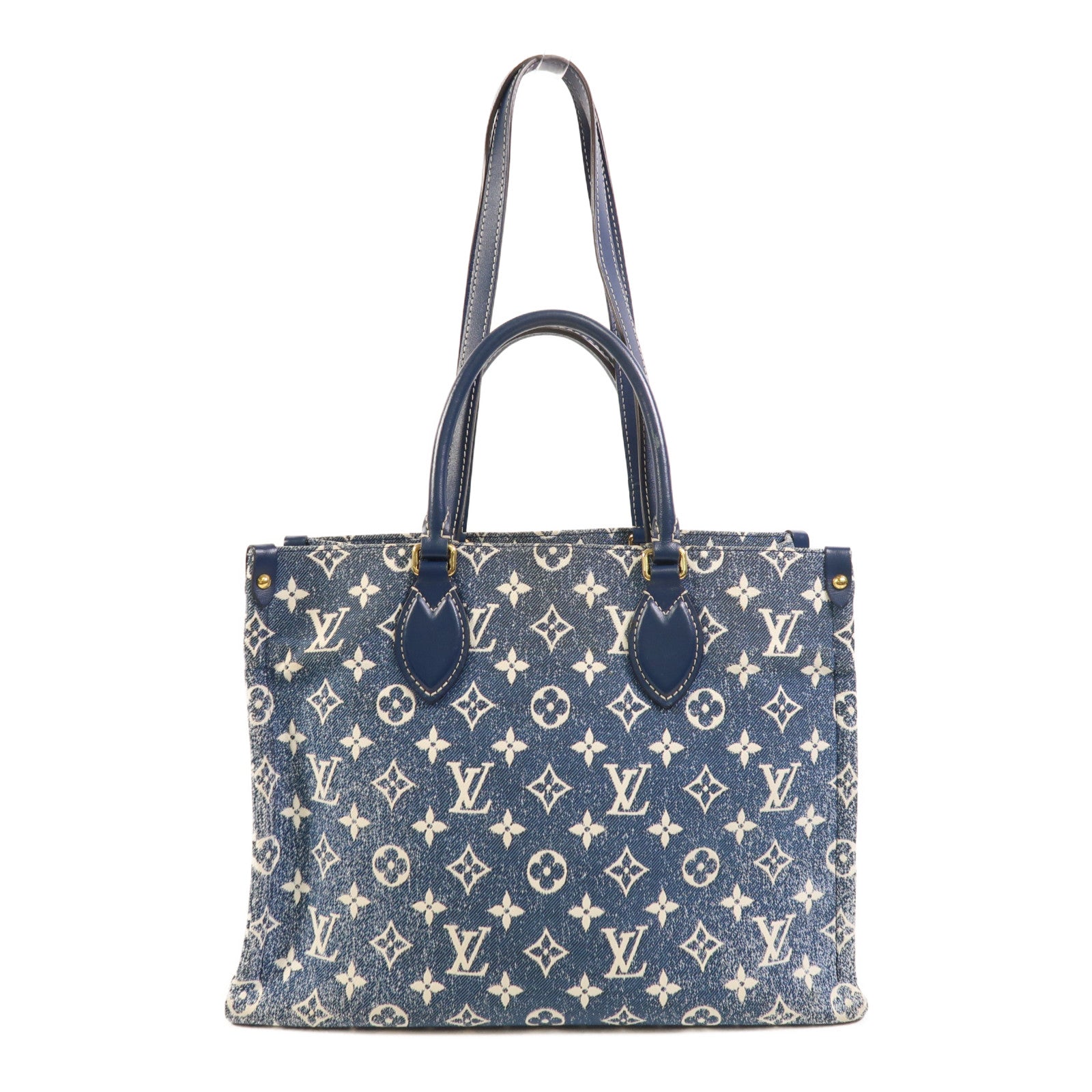 LOUIS VUITTON Monogram Denim On The Go MM金扣手挽肩背兩用袋