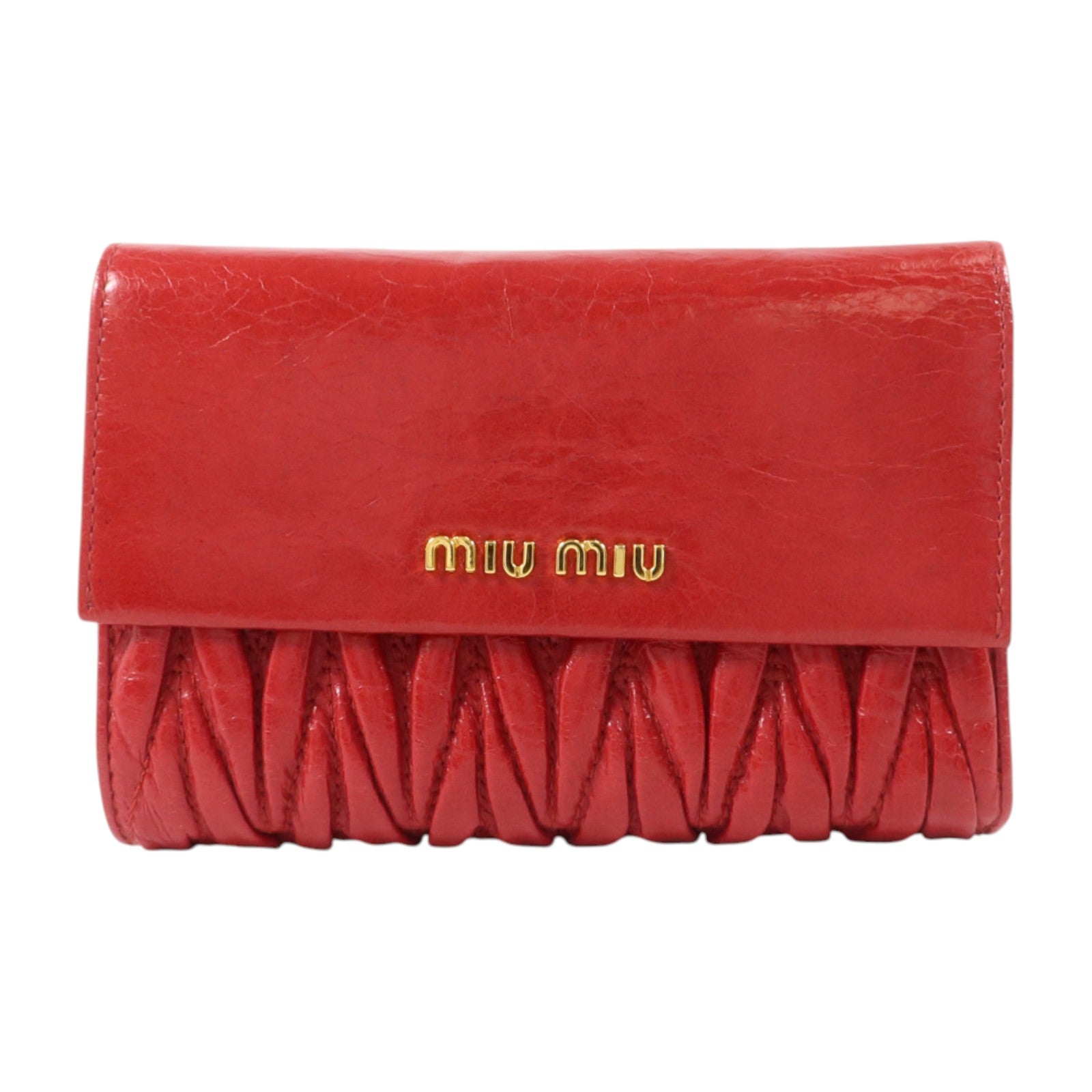 Miu Miu 羊皮皮革Matelasse Nappa Fold Zipper Wallet金扣錢包