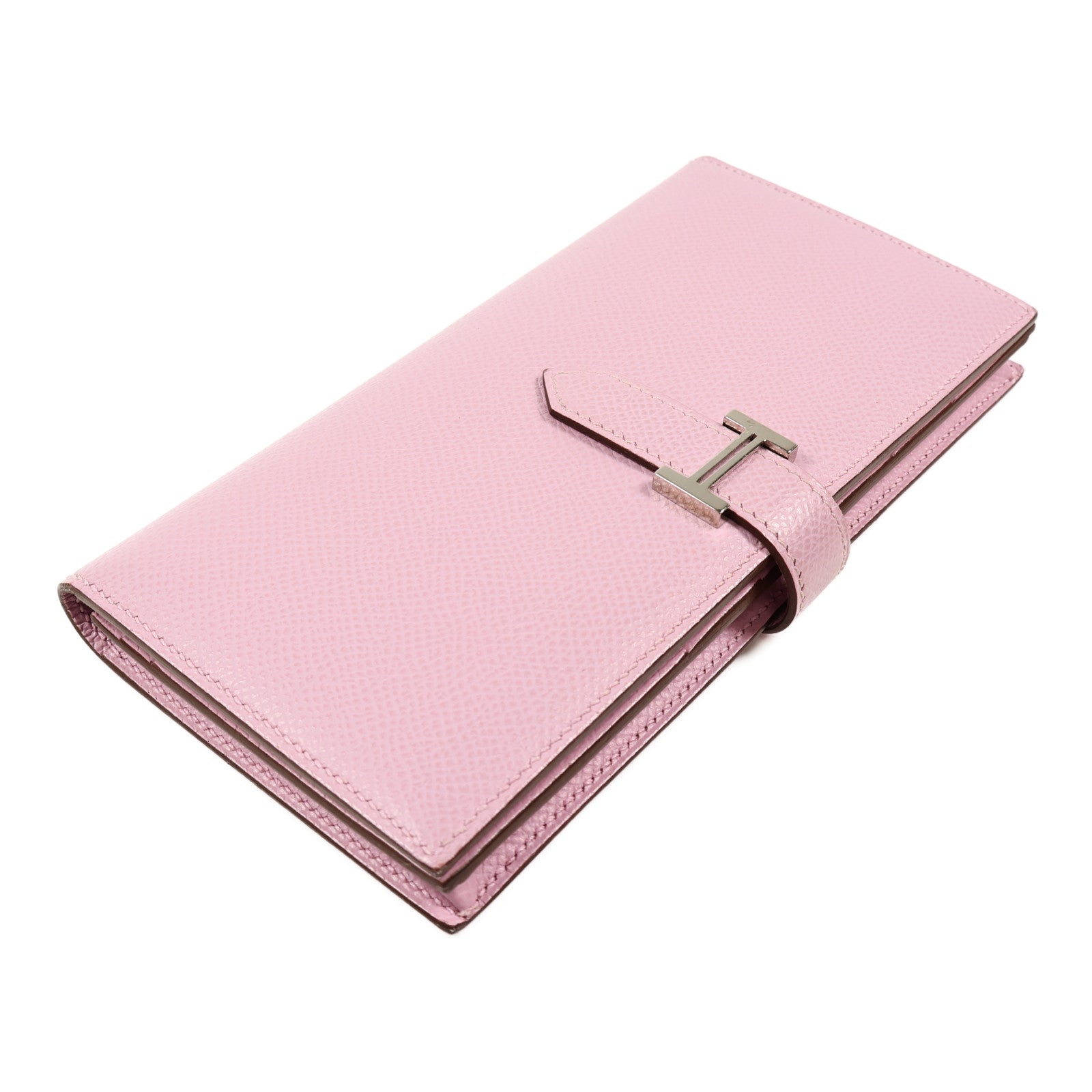 HERMES Epsom皮革Bearn W Snap銀扣長錢包