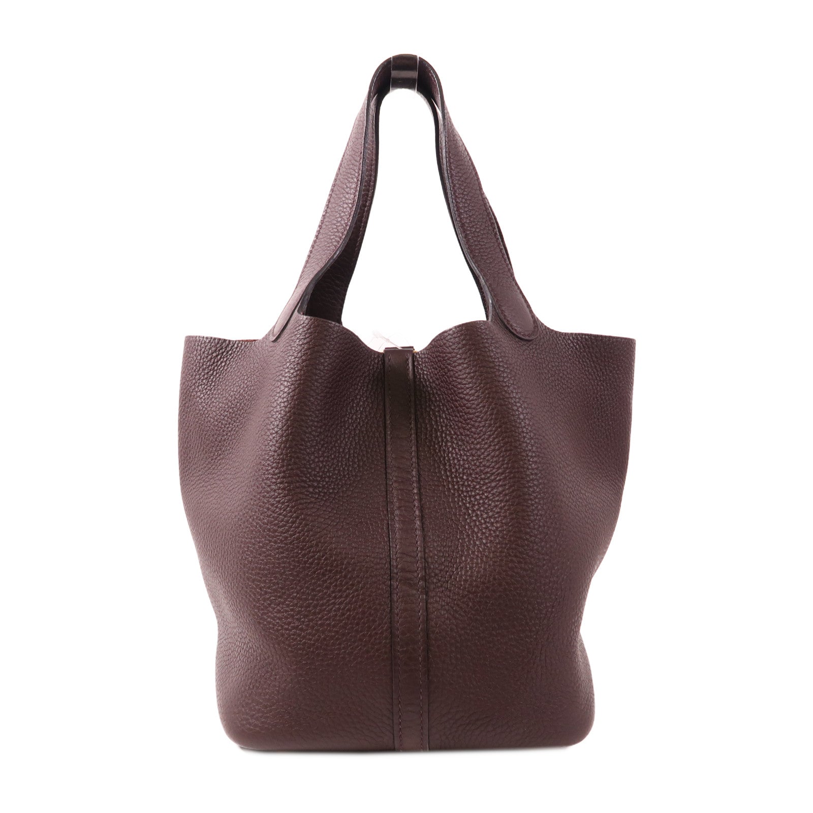 HERMES Clemence皮革Picotin MM金扣手挽袋Rouge Sellier