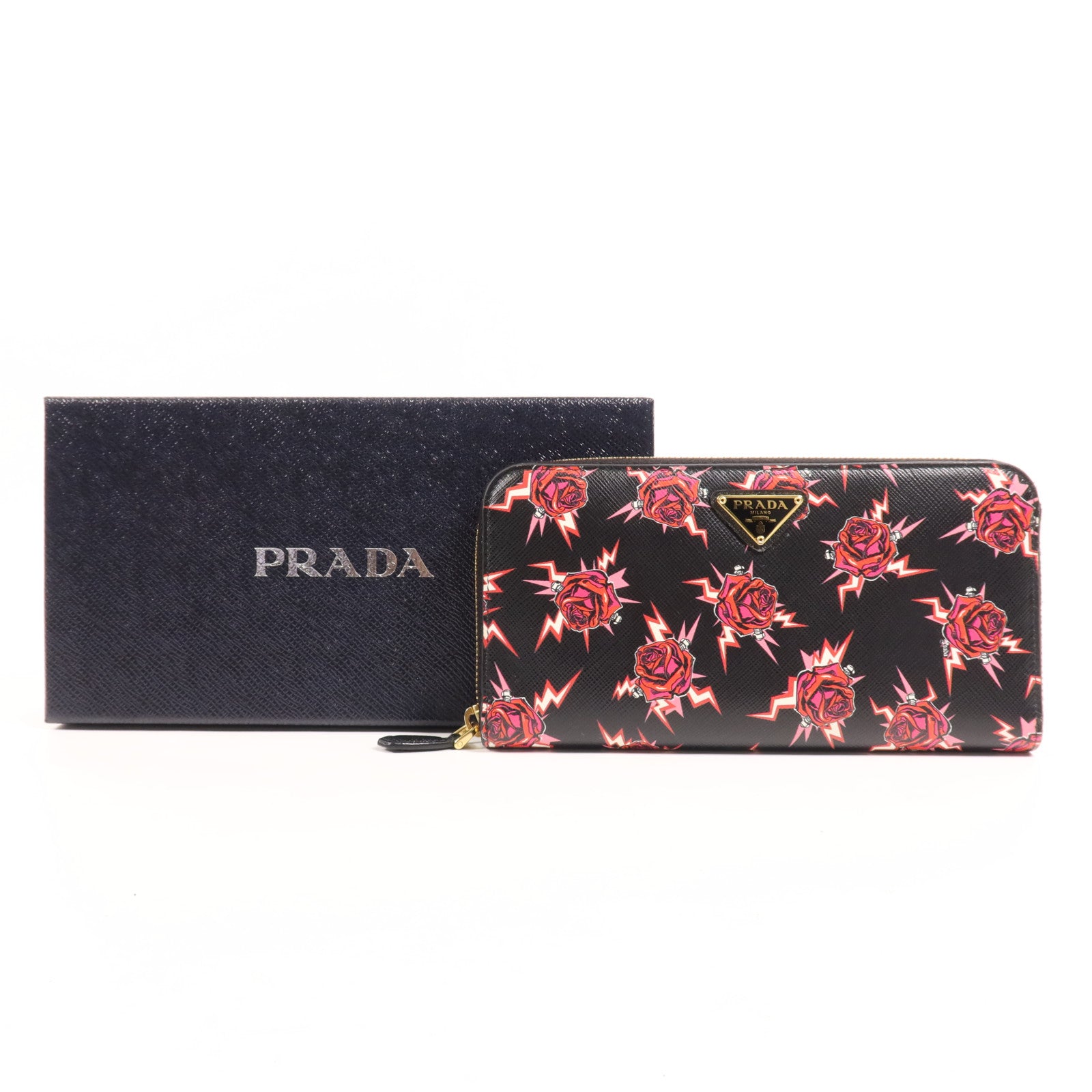 PRADA 牛皮皮革Long Wallet金扣長錢包