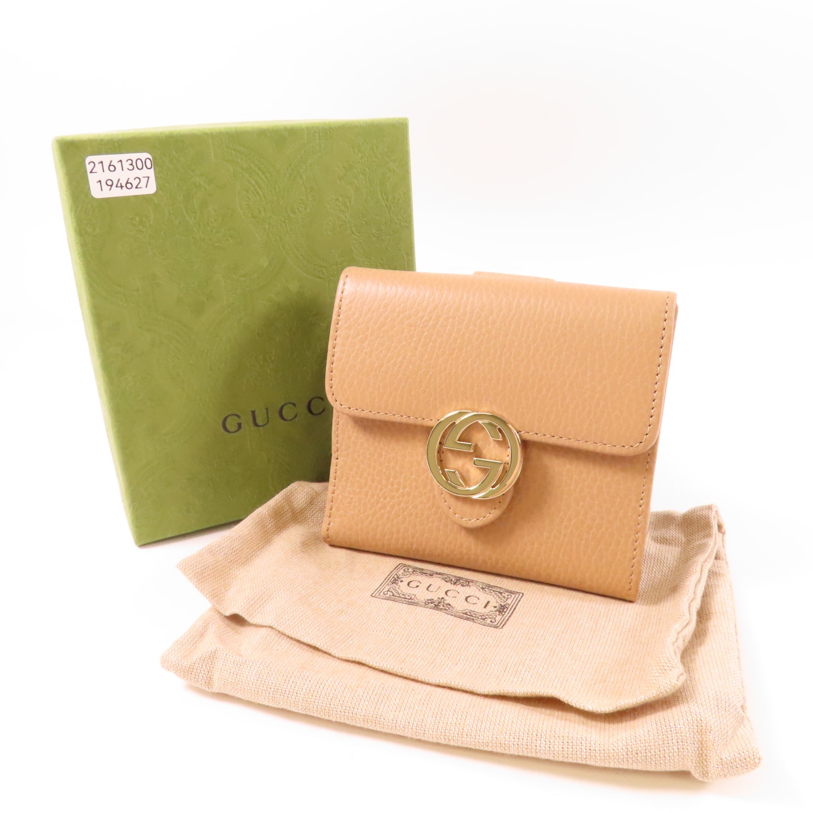 GUCCI 牛皮皮革Wallet金扣錢包啡色