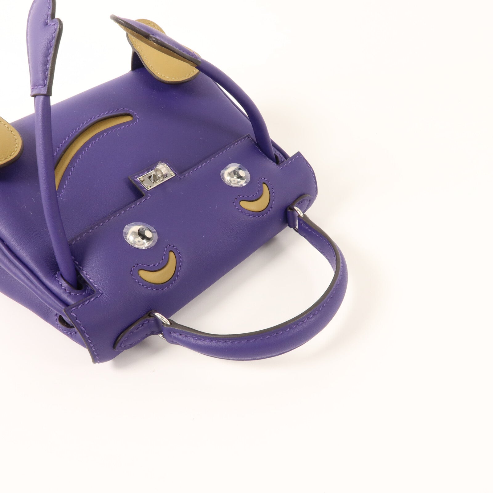 HERMES Swift皮革Kelly Doll手挽袋Purple/Dune