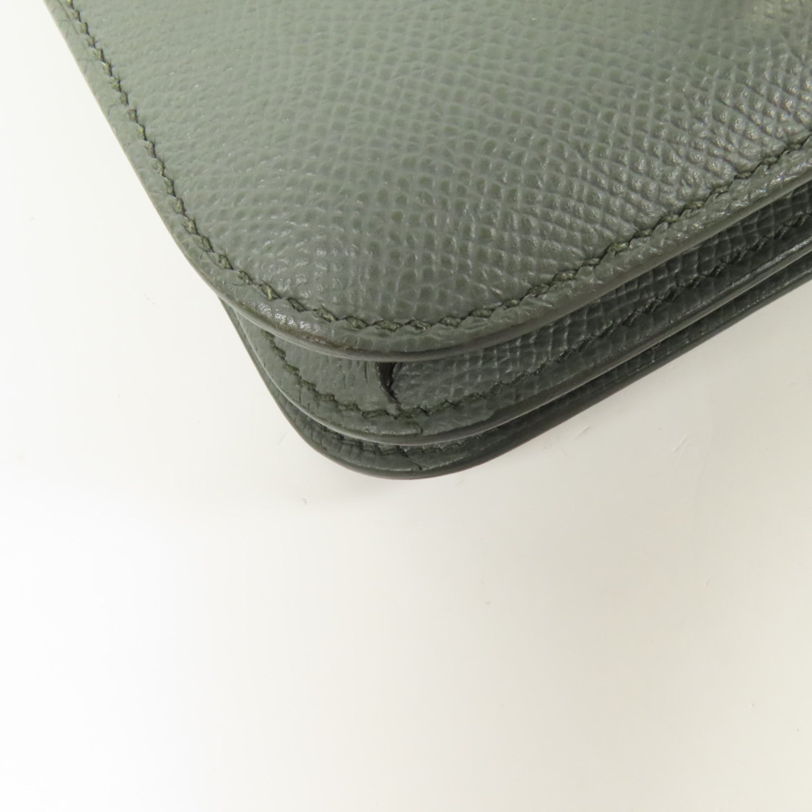 HERMES Epsom皮革Constance Mini銀扣肩背袋Vert Amande