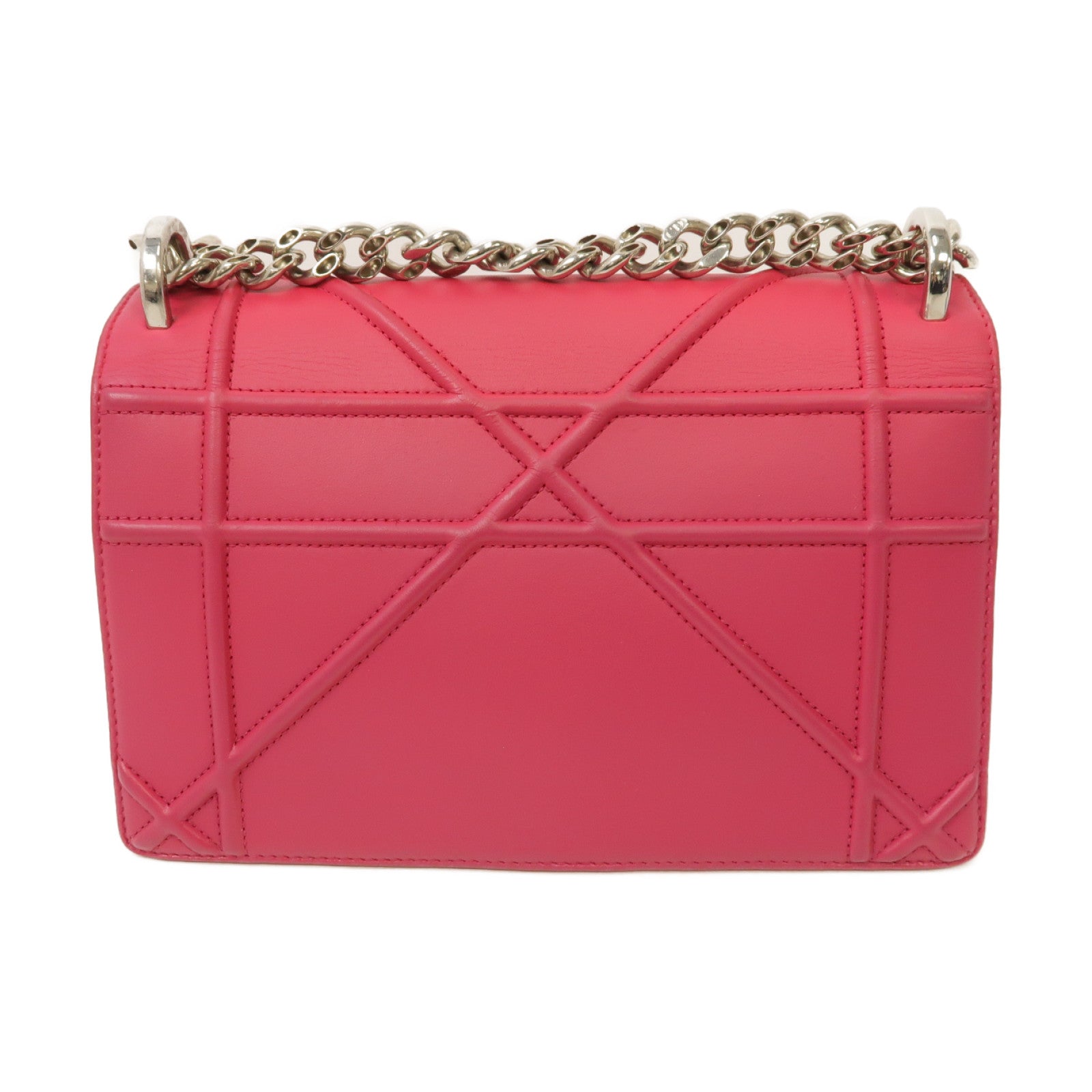 Dior 羊皮皮革Diorama Mini Chain Shoulder Bag銀扣鏈帶肩背袋粉紅色