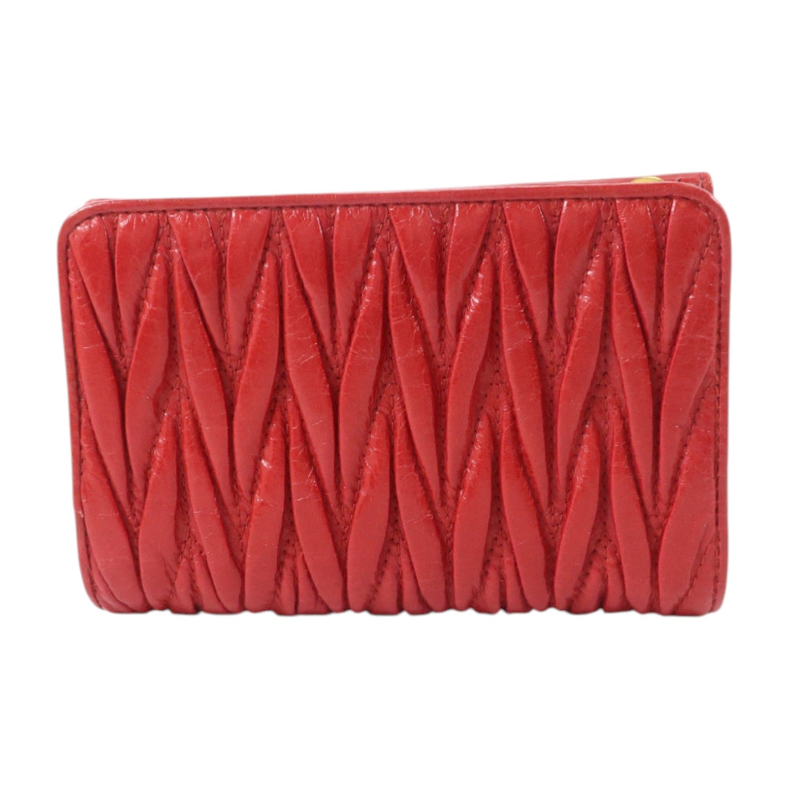 Miu Miu 羊皮皮革Matelasse Nappa Fold Zipper Wallet金扣錢包