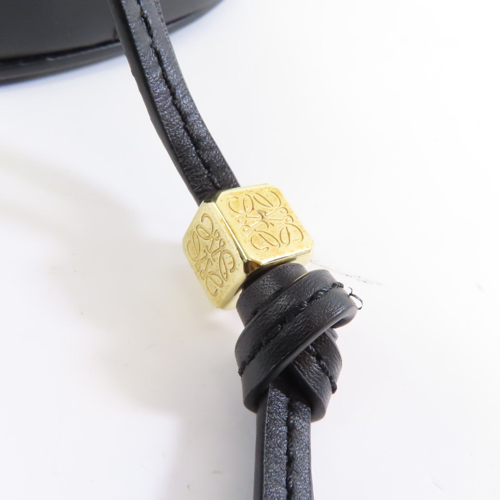 LOEWE 帆布/牛皮皮革Nano Balloon金扣手挽肩背兩用袋黑色
