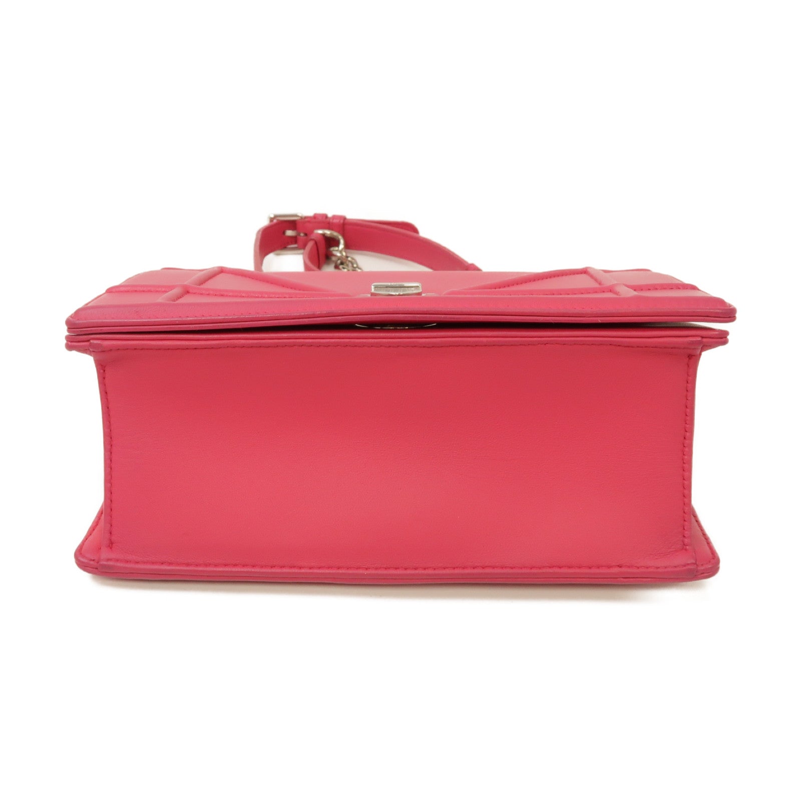 Dior 羊皮皮革Diorama Mini Chain Shoulder Bag銀扣鏈帶肩背袋粉紅色