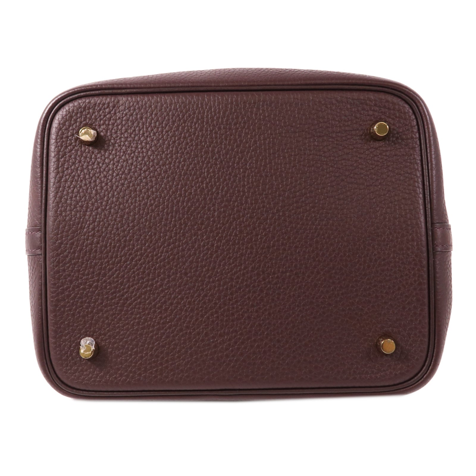 HERMES Clemence皮革Picotin MM金扣手挽袋Rouge Sellier