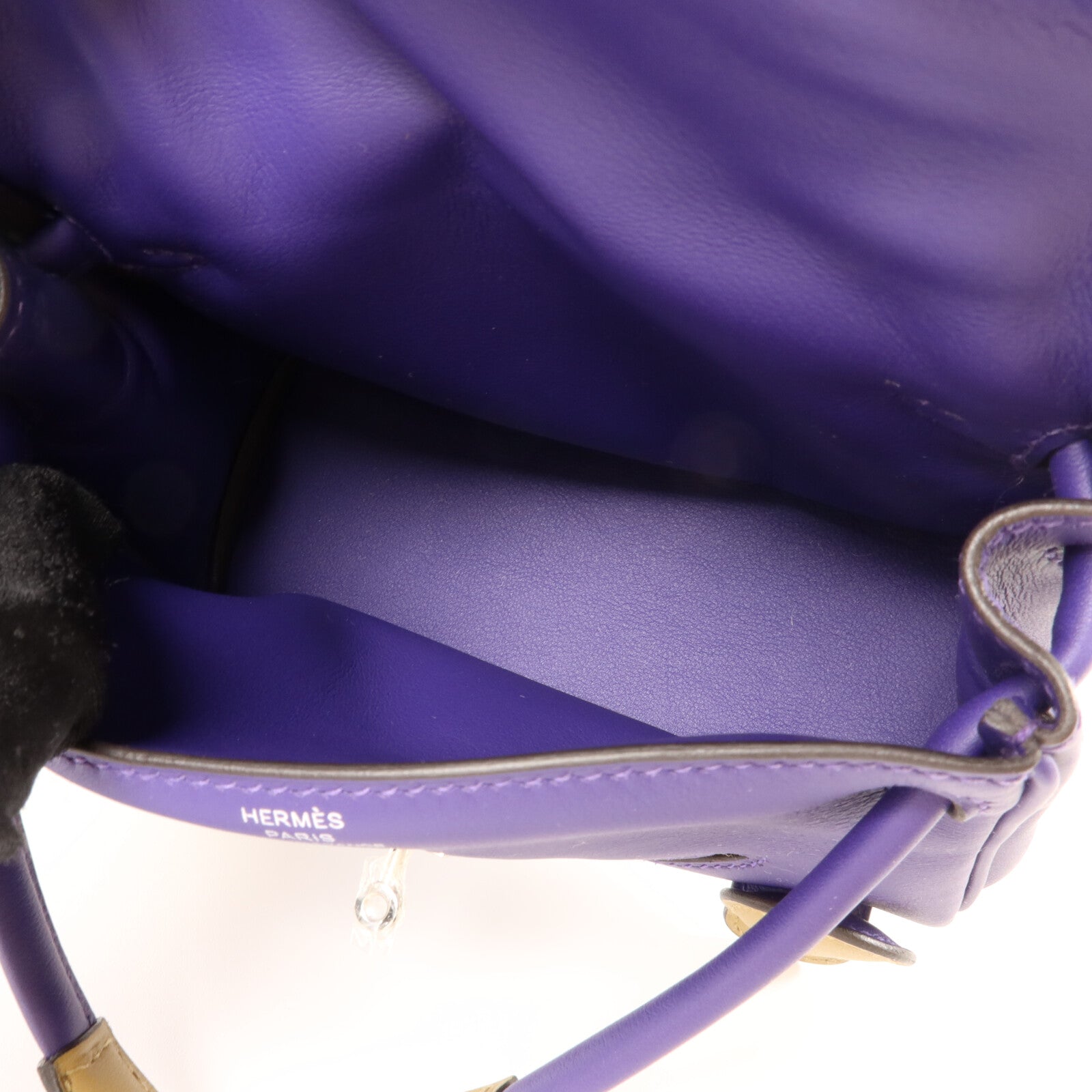 HERMES Swift皮革Kelly Doll手挽袋Purple/Dune