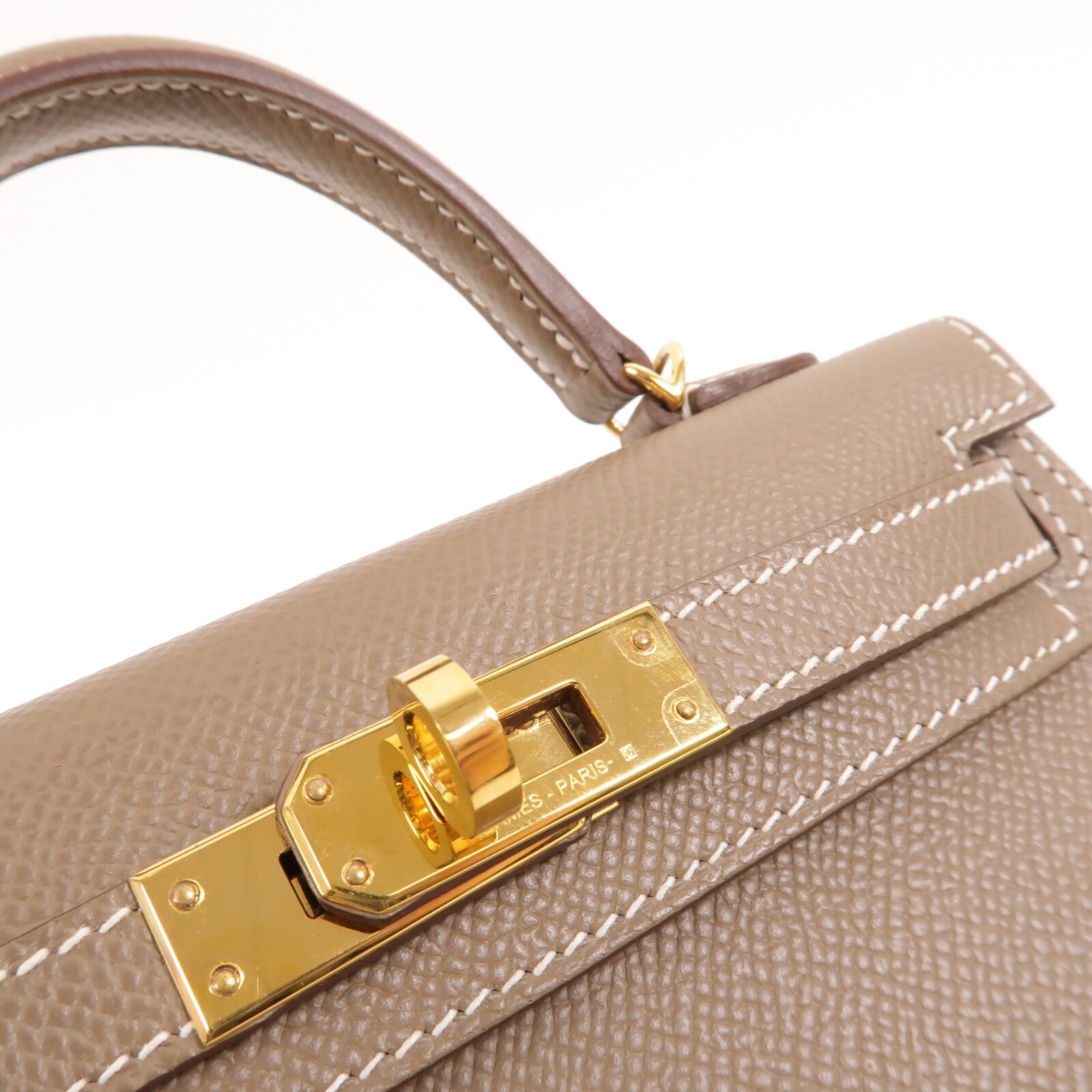 HERMES Epsom皮革Mini Kelly手挽肩背兩用袋Etoupe