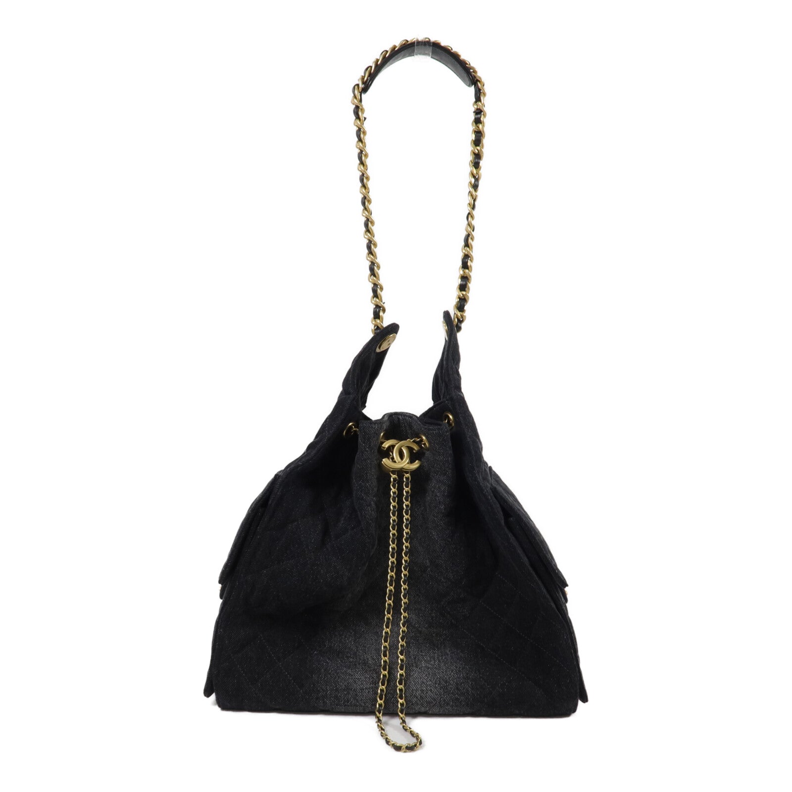 CHANEL 牛仔布Chanel 25 Medium鏈帶肩背袋