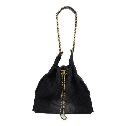 CHANEL 牛仔布Chanel 25 Medium鏈帶肩背袋