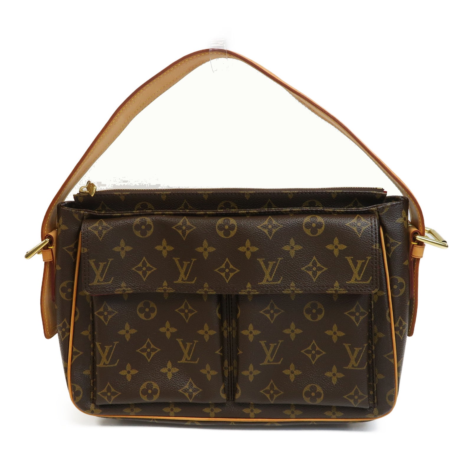 LOUIS VUITTON Monogram Viva Cite GM金扣肩背袋啡色