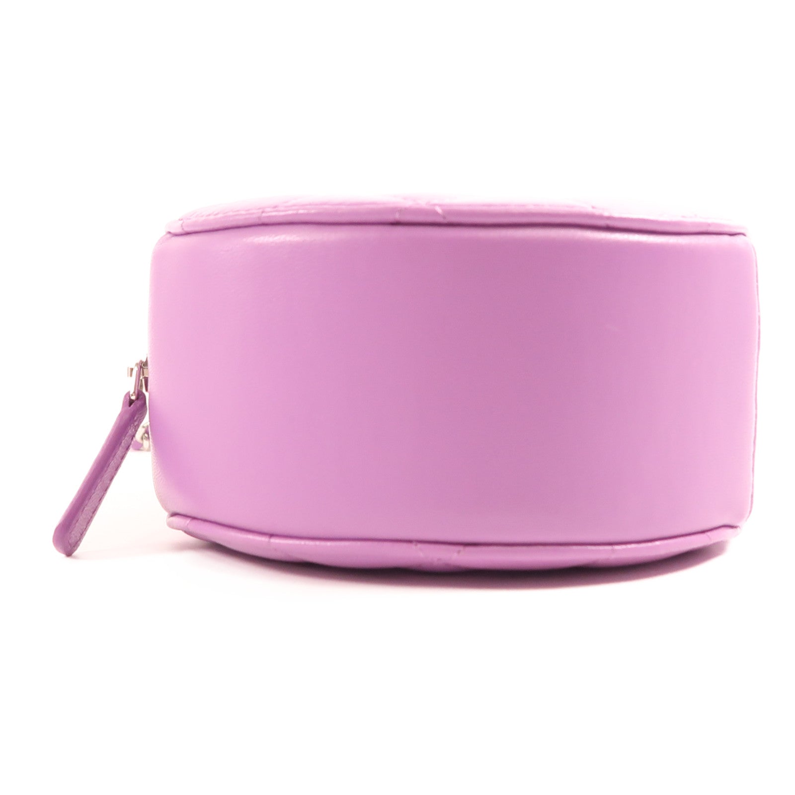 CHANEL CC SHW Round Clutch With Chain Shoulder Bag Lambskin Leather Purple