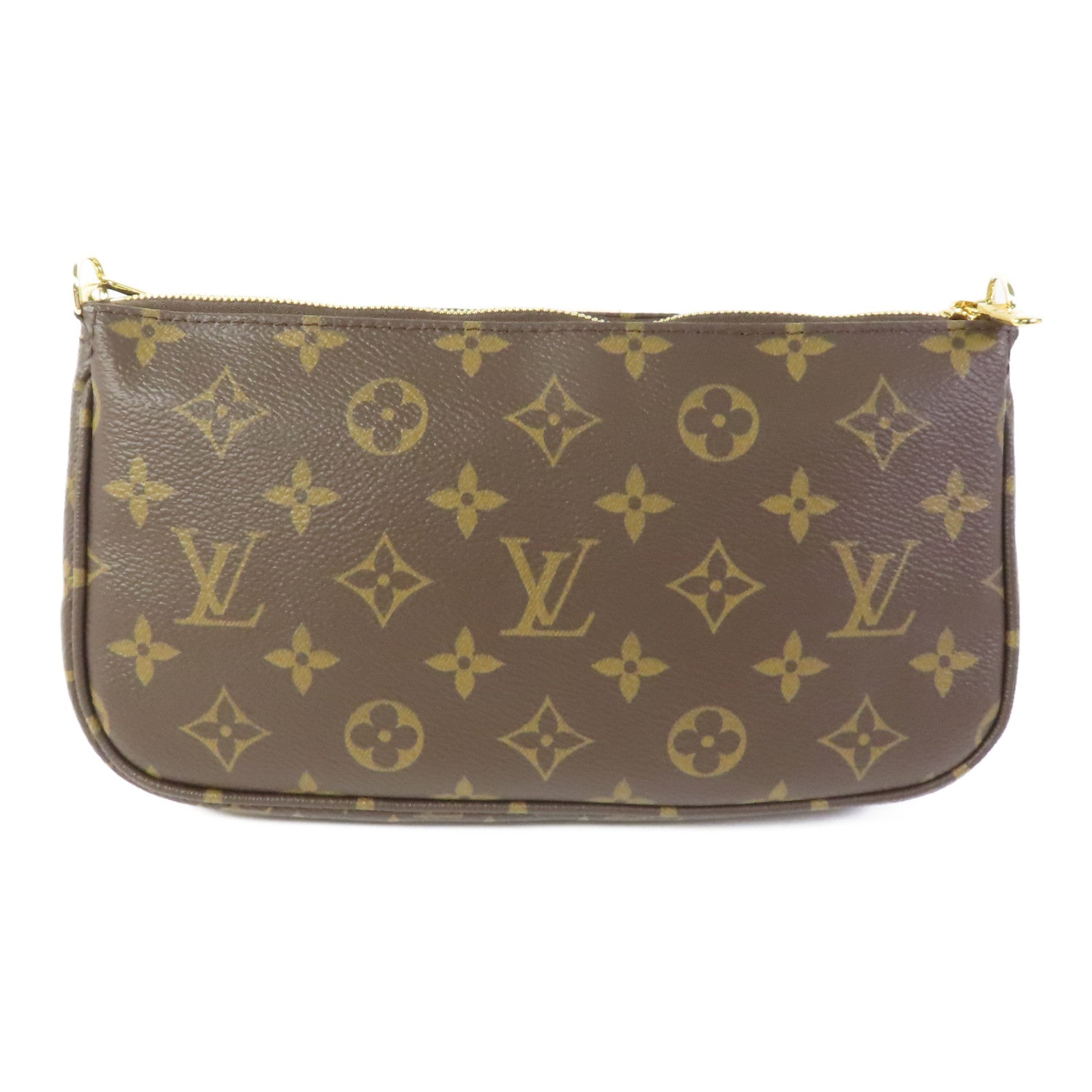 LOUIS VUITTON Monogram Multi Pochette Accessoires金扣手挽肩背兩用袋棕色