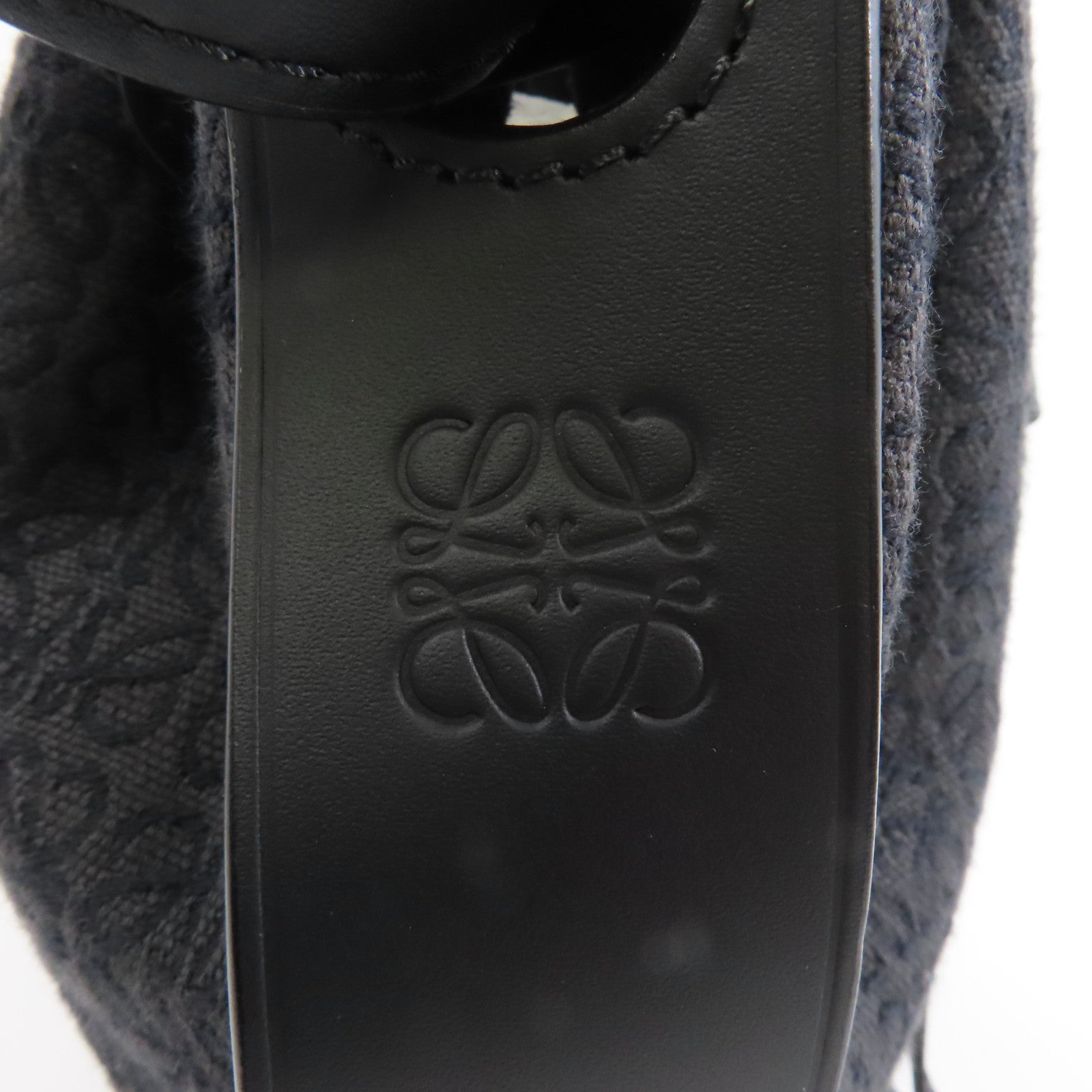 LOEWE 帆布/牛皮皮革Nano Balloon金扣手挽肩背兩用袋黑色