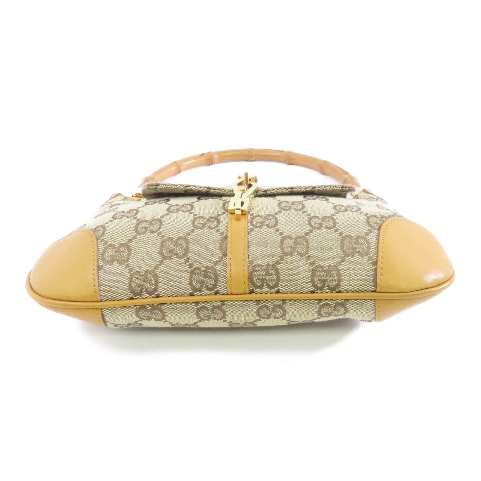 GUCCI 帆布Handbag銀扣手挽袋棕色