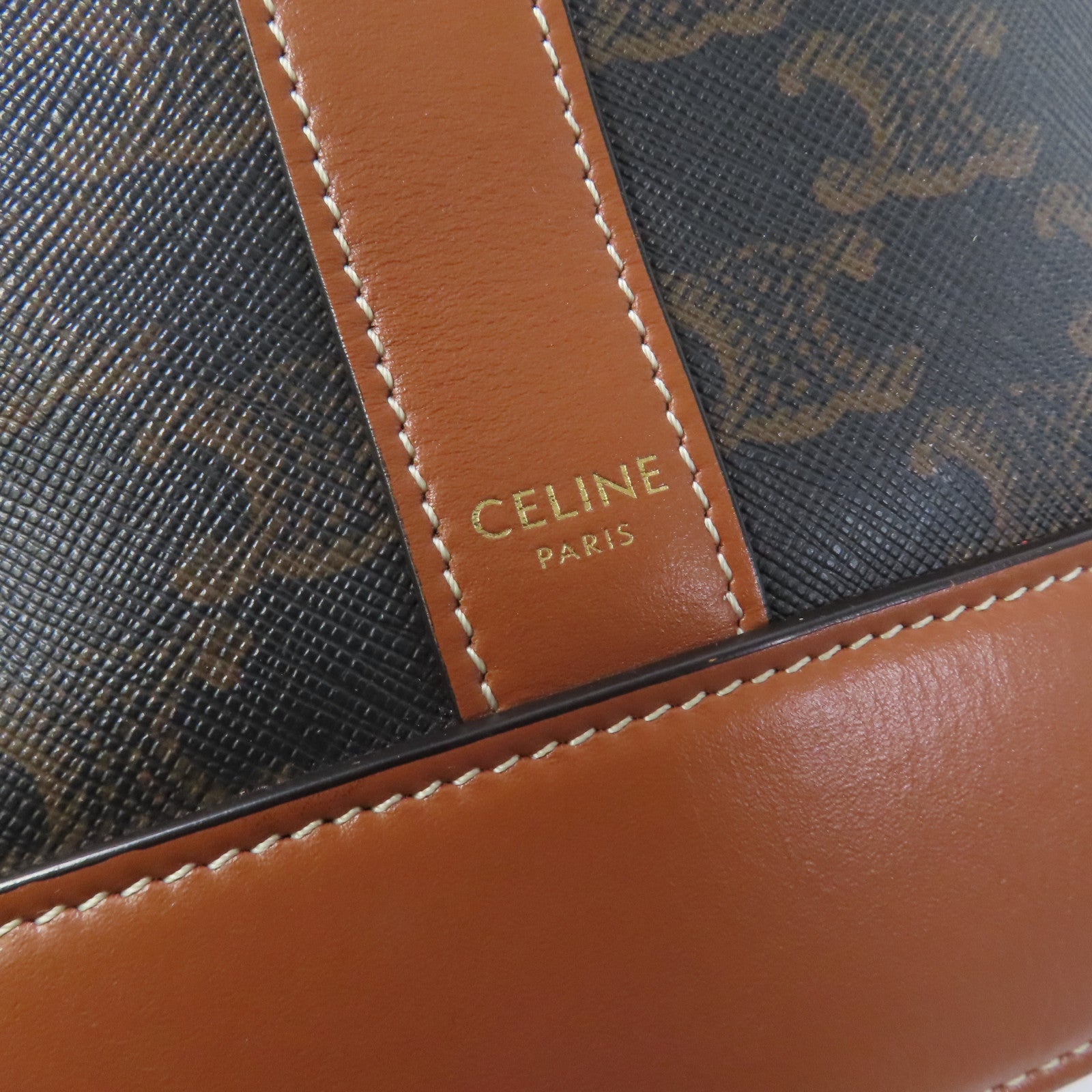 CELINE 塗層帆布帆布Bucket Bag金扣肩背袋啡色