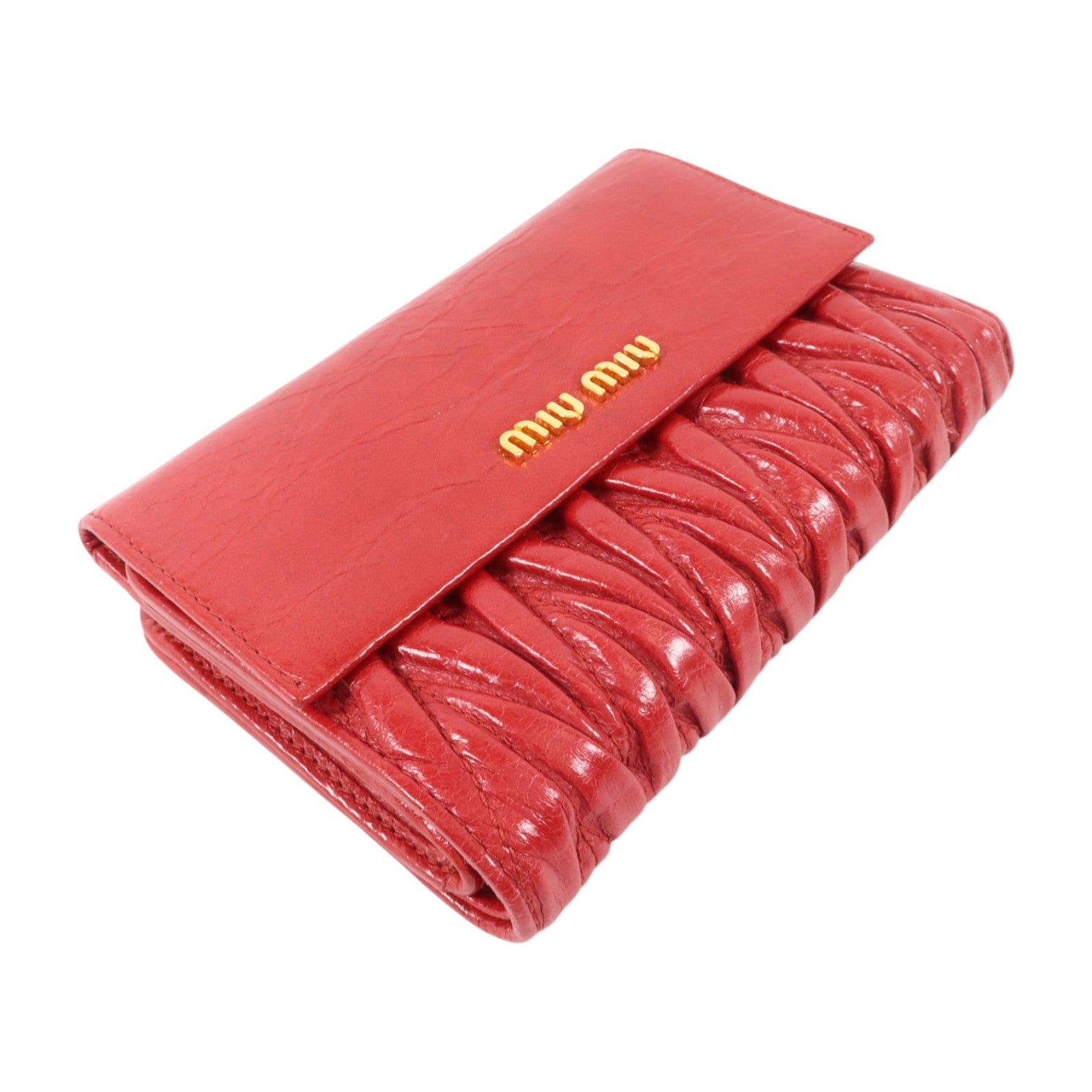 Miu Miu 羊皮皮革Matelasse Nappa Fold Zipper Wallet金扣錢包